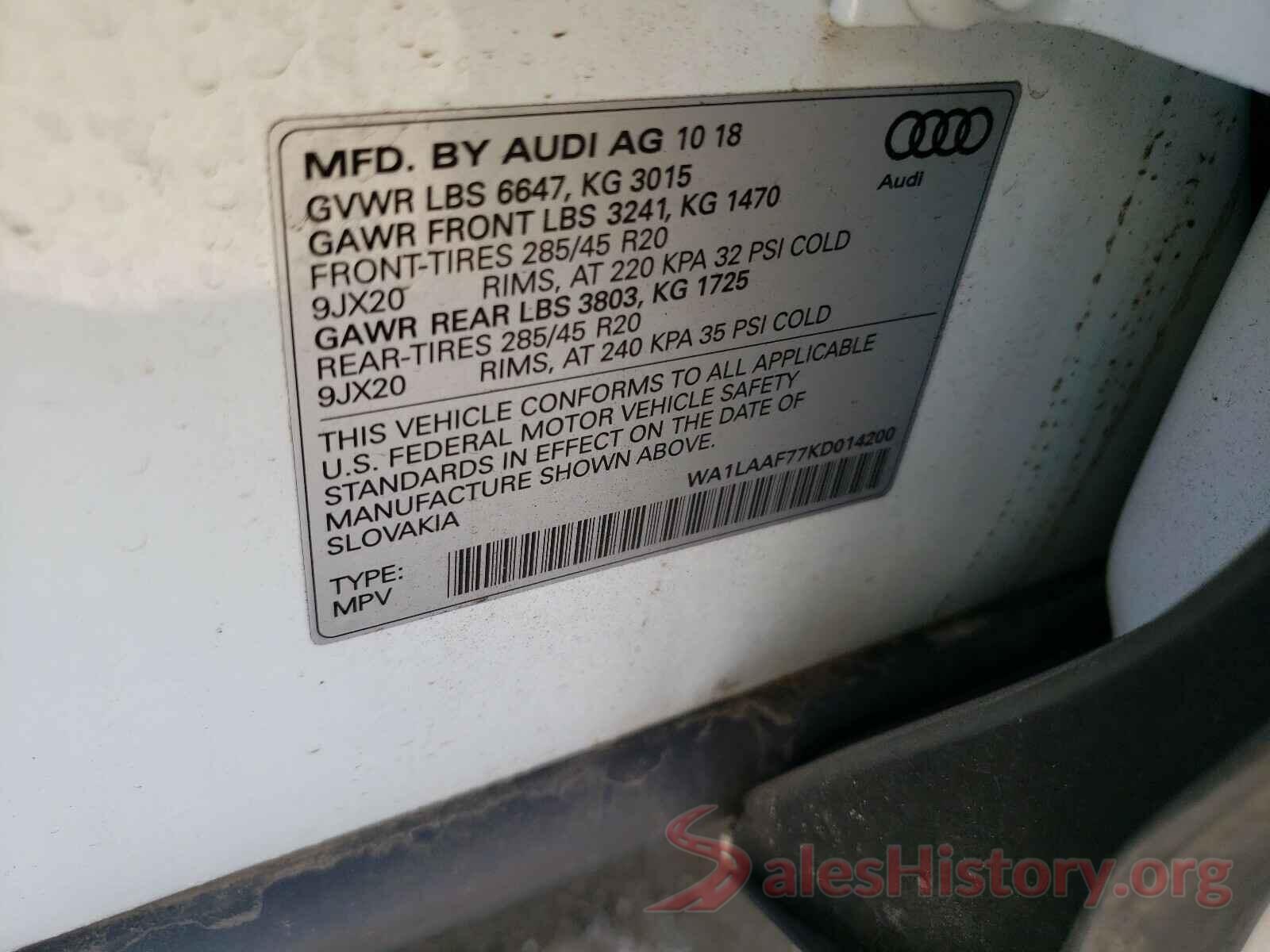 WA1LAAF77KD014200 2019 AUDI Q7