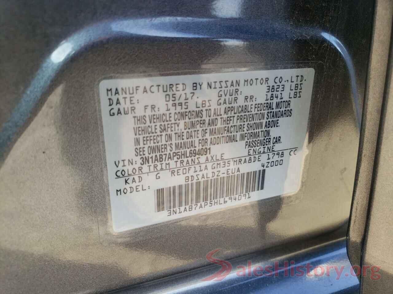 3N1AB7AP5HL694091 2017 NISSAN SENTRA