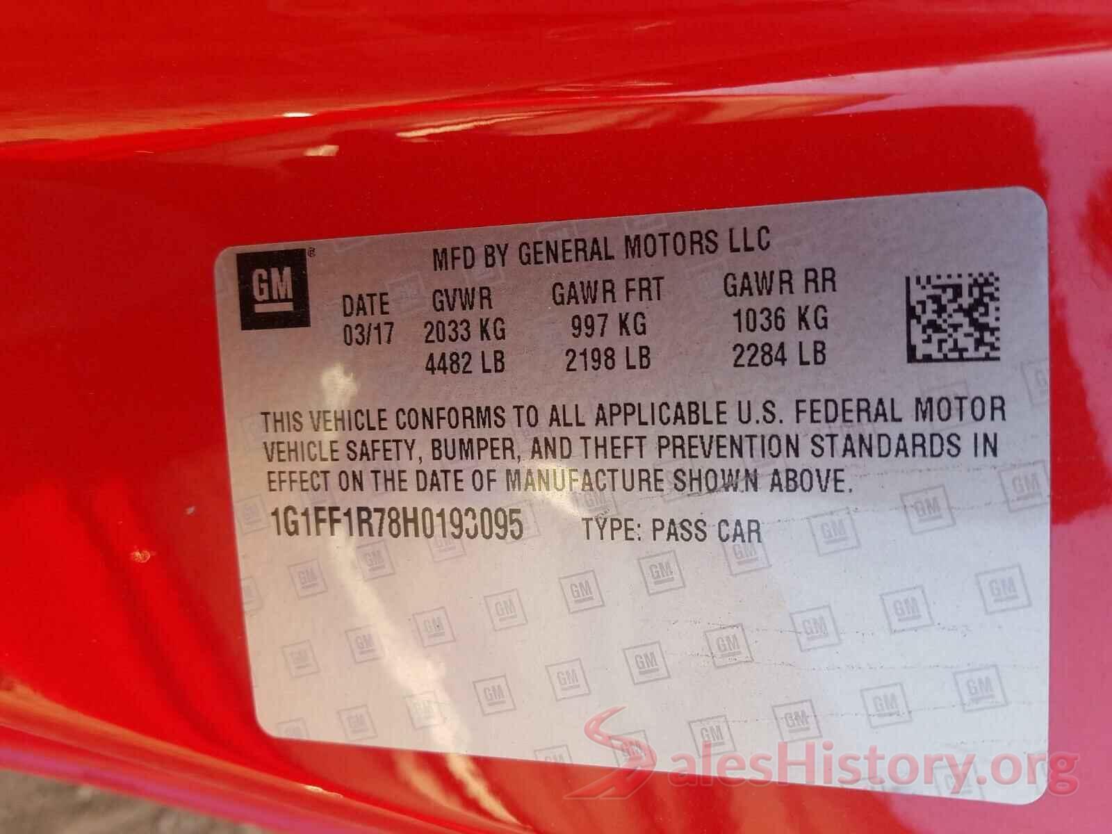 1G1FF1R78H0193095 2017 CHEVROLET CAMARO