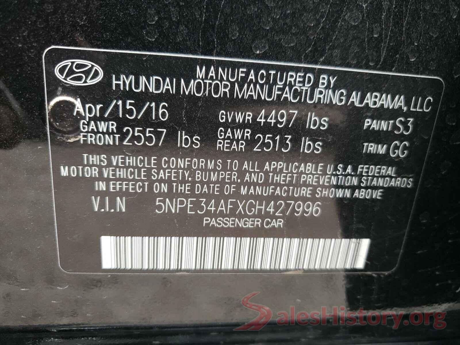 5NPE34AFXGH427996 2016 HYUNDAI SONATA