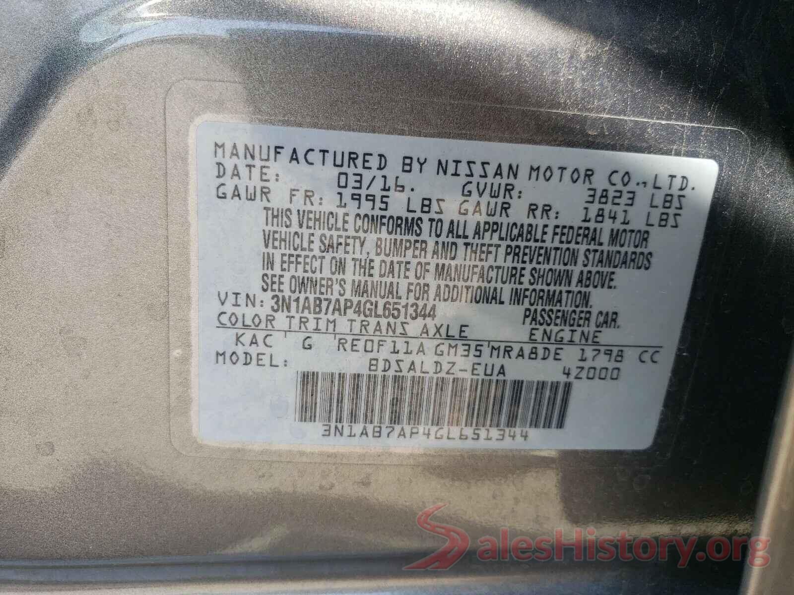 3N1AB7AP4GL651344 2016 NISSAN SENTRA