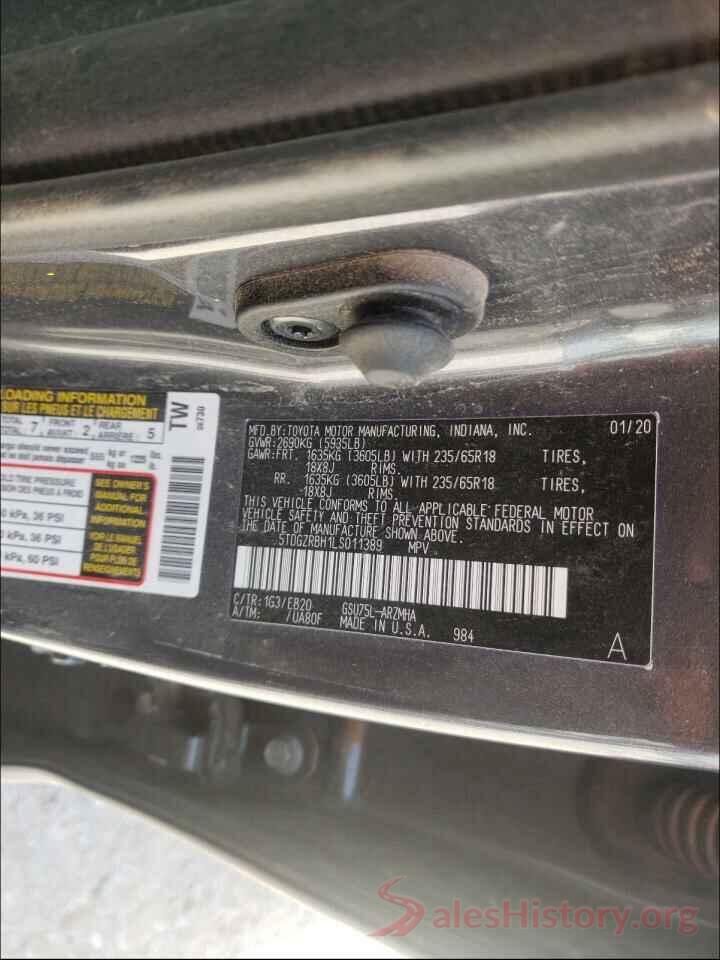 5TDGZRBH1LS011389 2020 TOYOTA HIGHLANDER