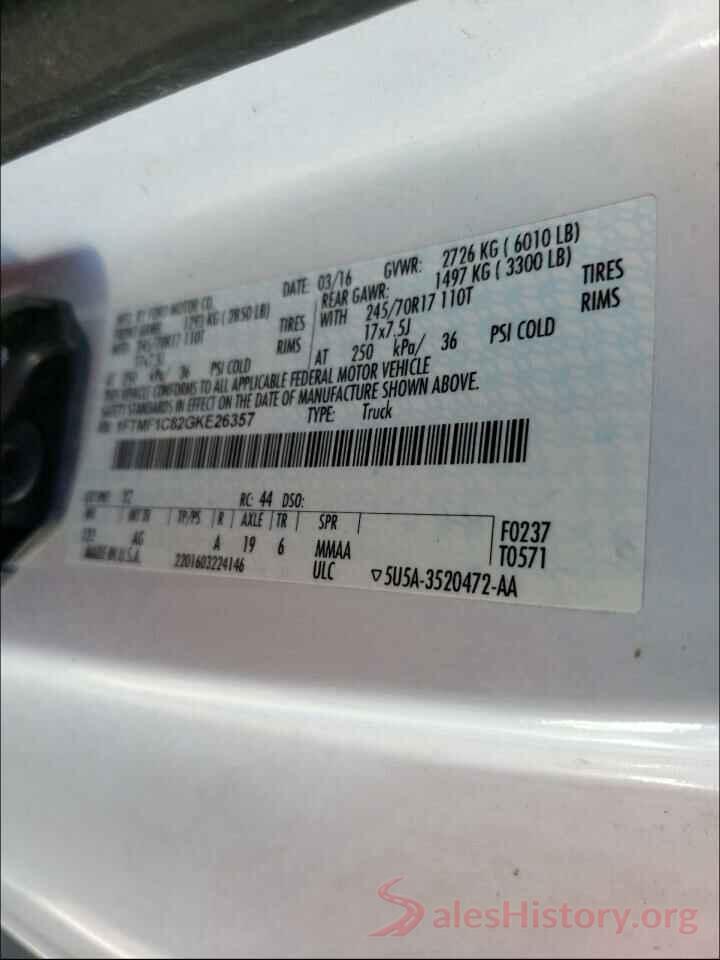 1FTMF1C82GKE26357 2016 FORD F150