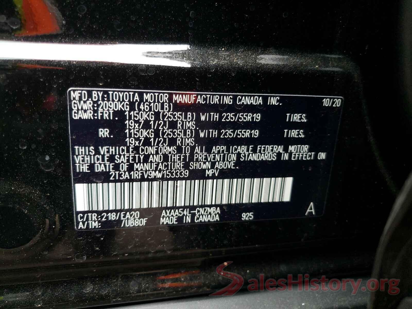 2T3A1RFV9MW153339 2021 TOYOTA RAV4