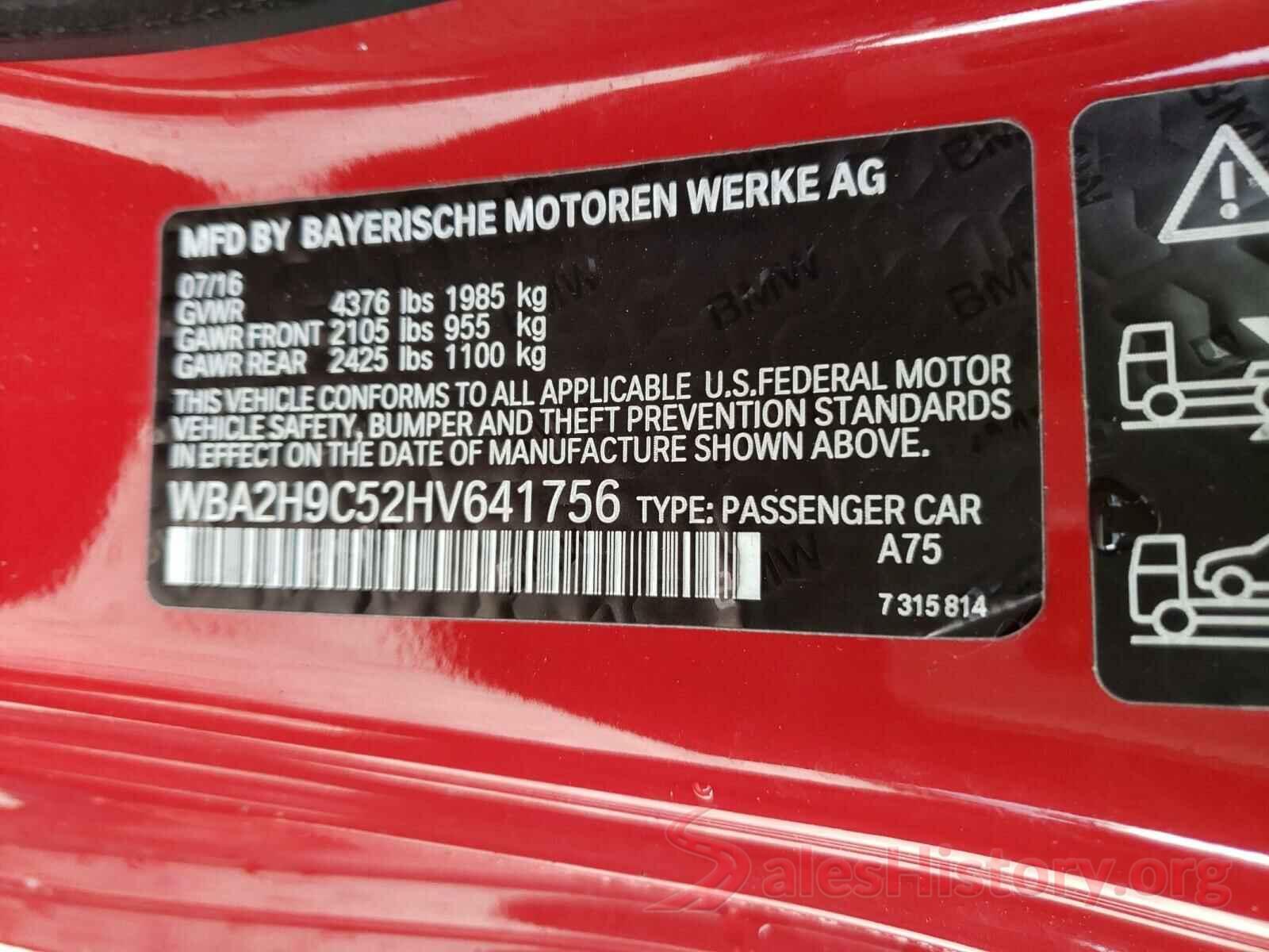 WBA2H9C52HV641756 2017 BMW 2 SERIES