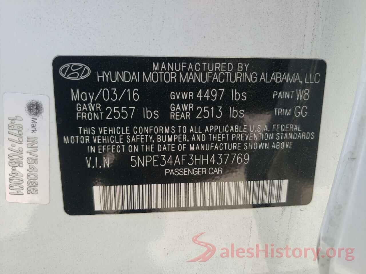 5NPE34AF3HH437769 2017 HYUNDAI SONATA