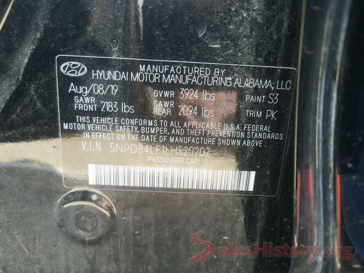 5NPD84LF1LH520202 2020 HYUNDAI ELANTRA