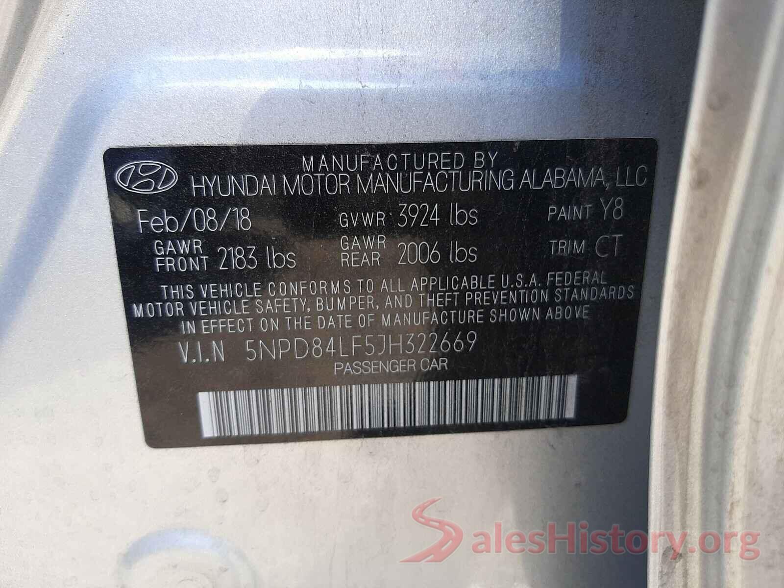 5NPD84LF5JH322669 2018 HYUNDAI ELANTRA