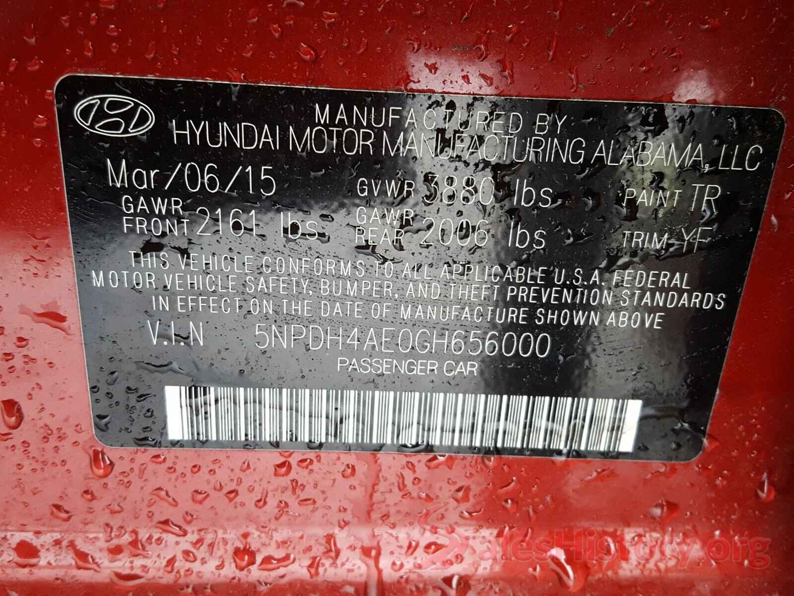 5NPDH4AE0GH656000 2016 HYUNDAI ELANTRA