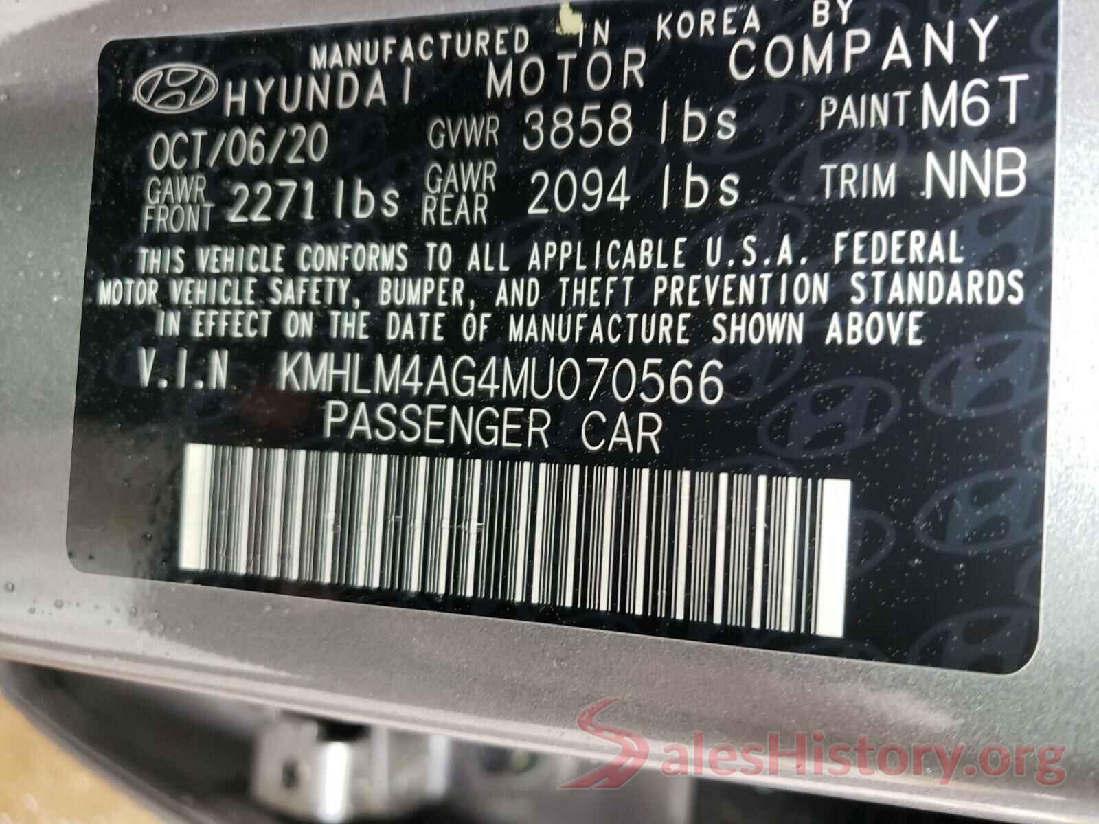 KMHLM4AG4MU070566 2021 HYUNDAI ELANTRA