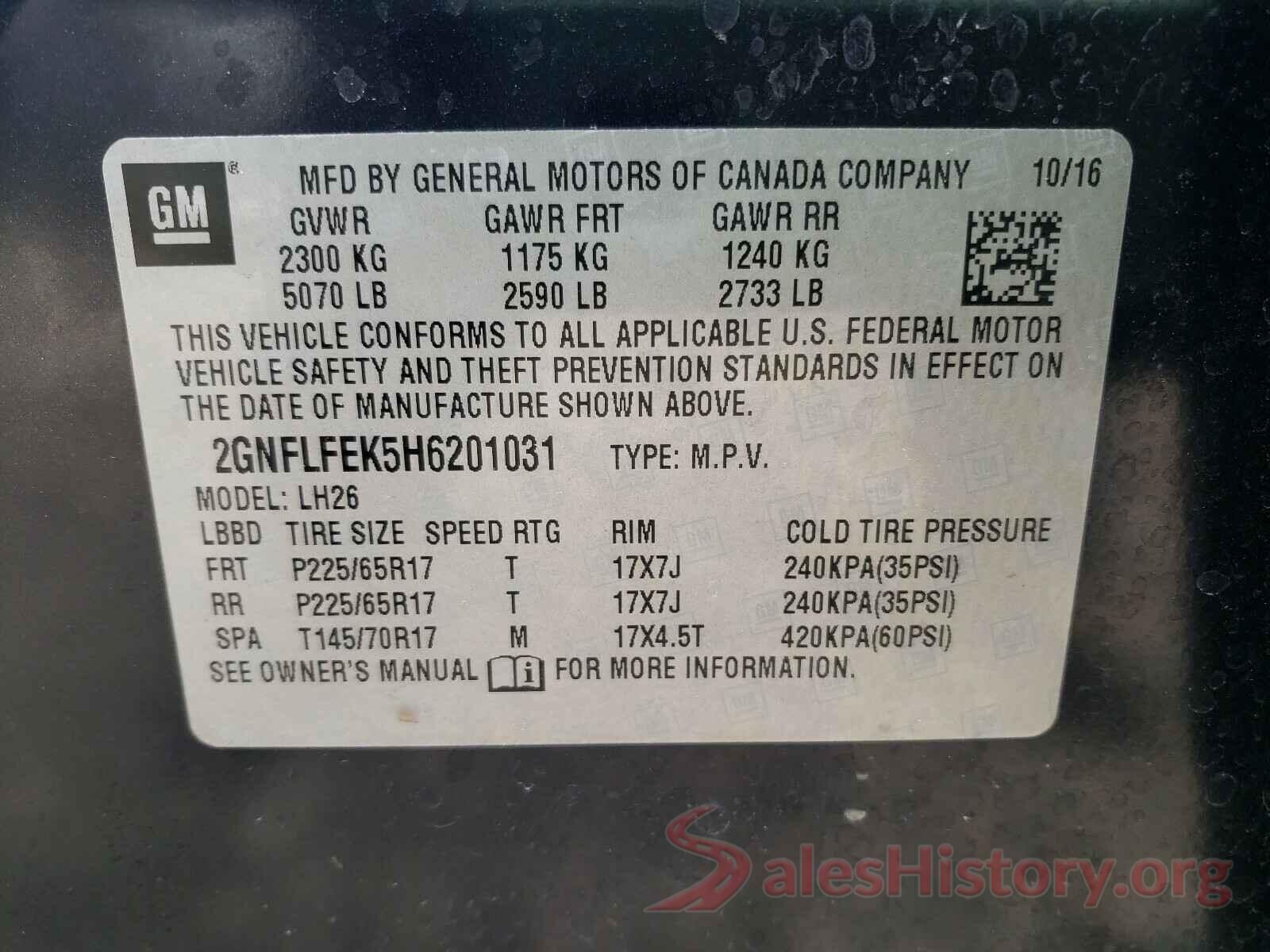 2GNFLFEK5H6201031 2017 CHEVROLET EQUINOX