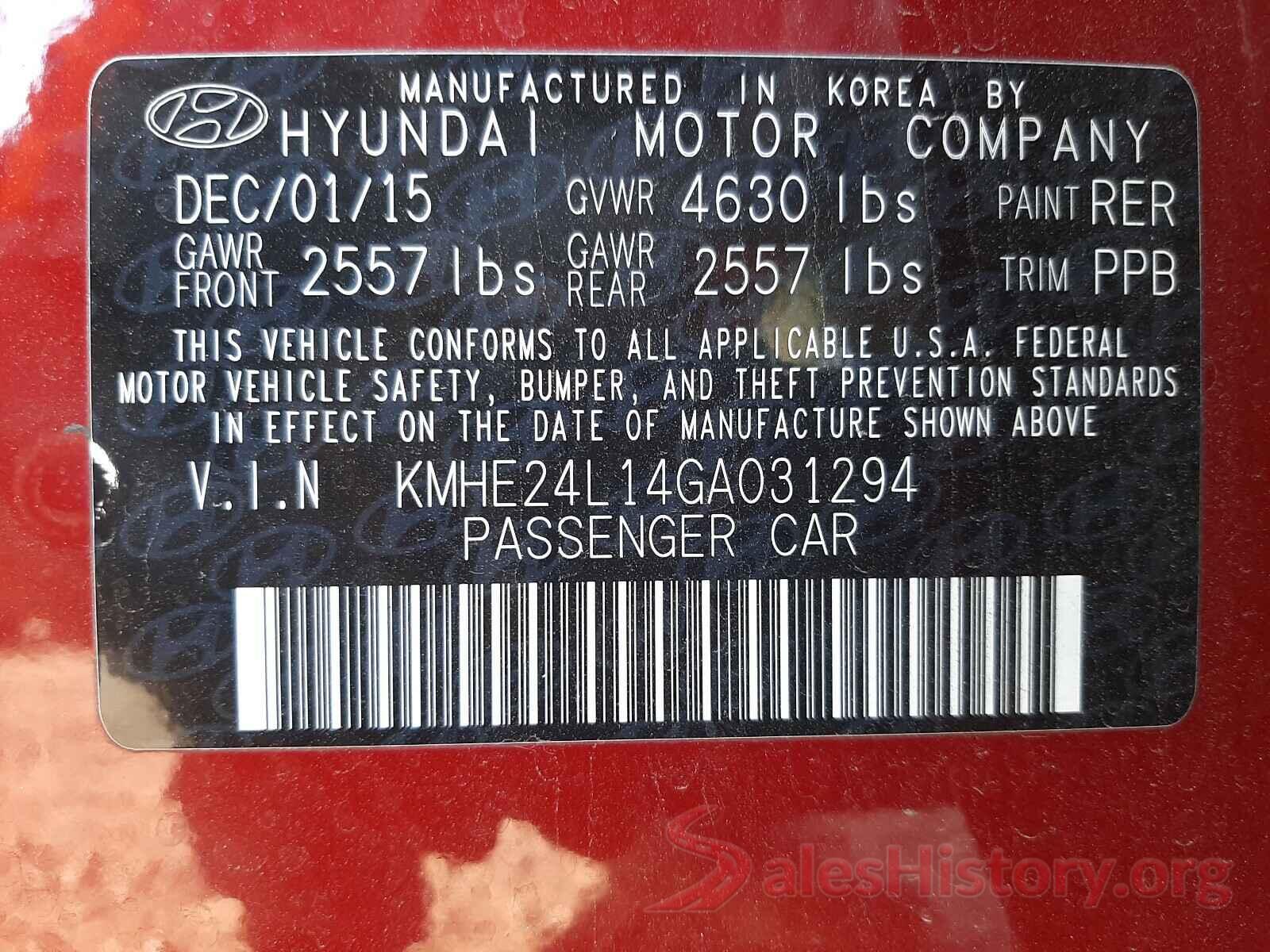 KMHE24L14GA031294 2016 HYUNDAI SONATA