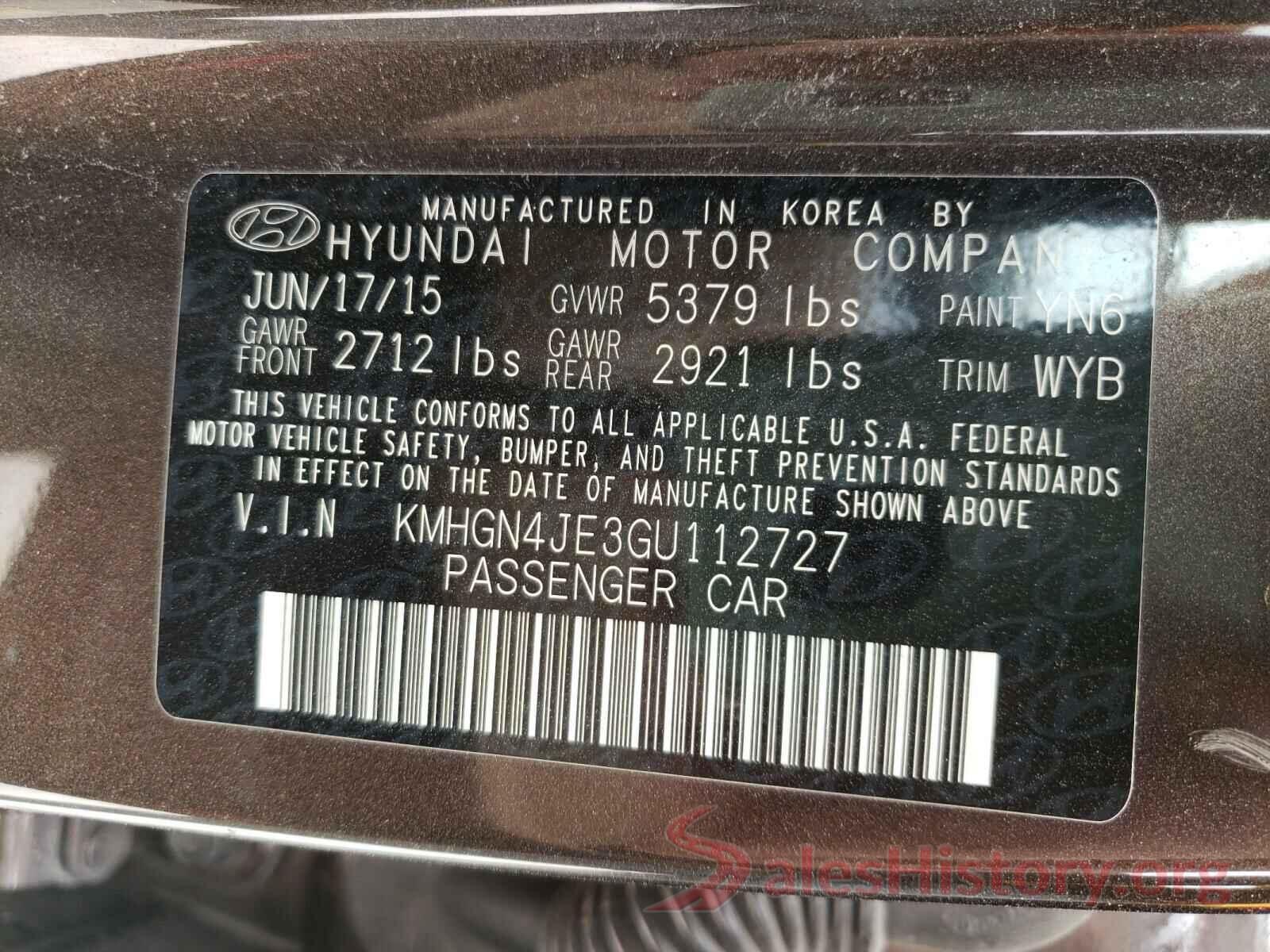 KMHGN4JE3GU112727 2016 HYUNDAI GENESIS