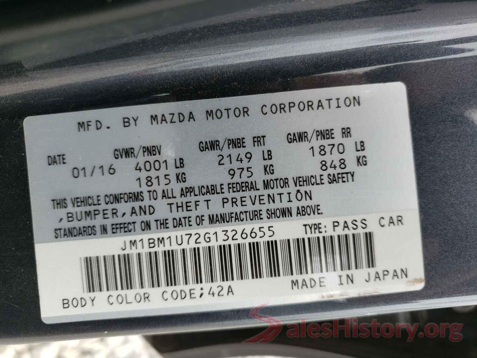 JM1BM1U72G1326655 2016 MAZDA 3