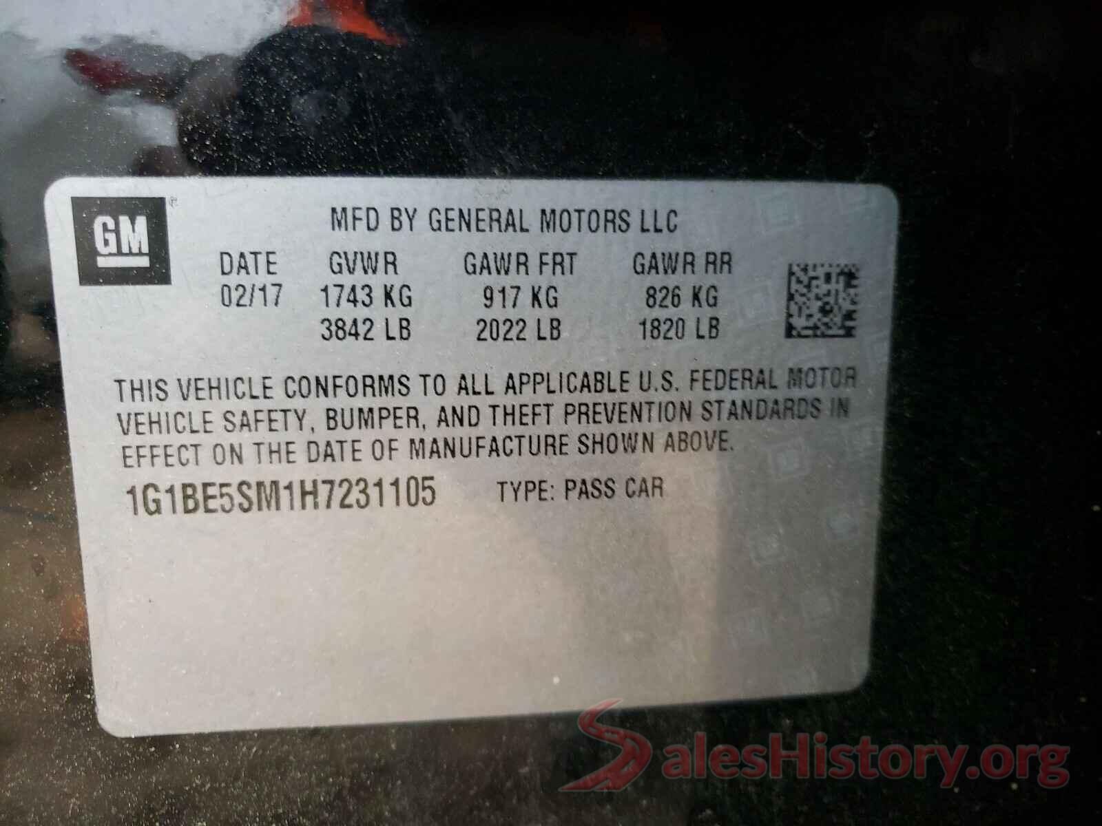 1G1BE5SM1H7231105 2017 CHEVROLET CRUZE