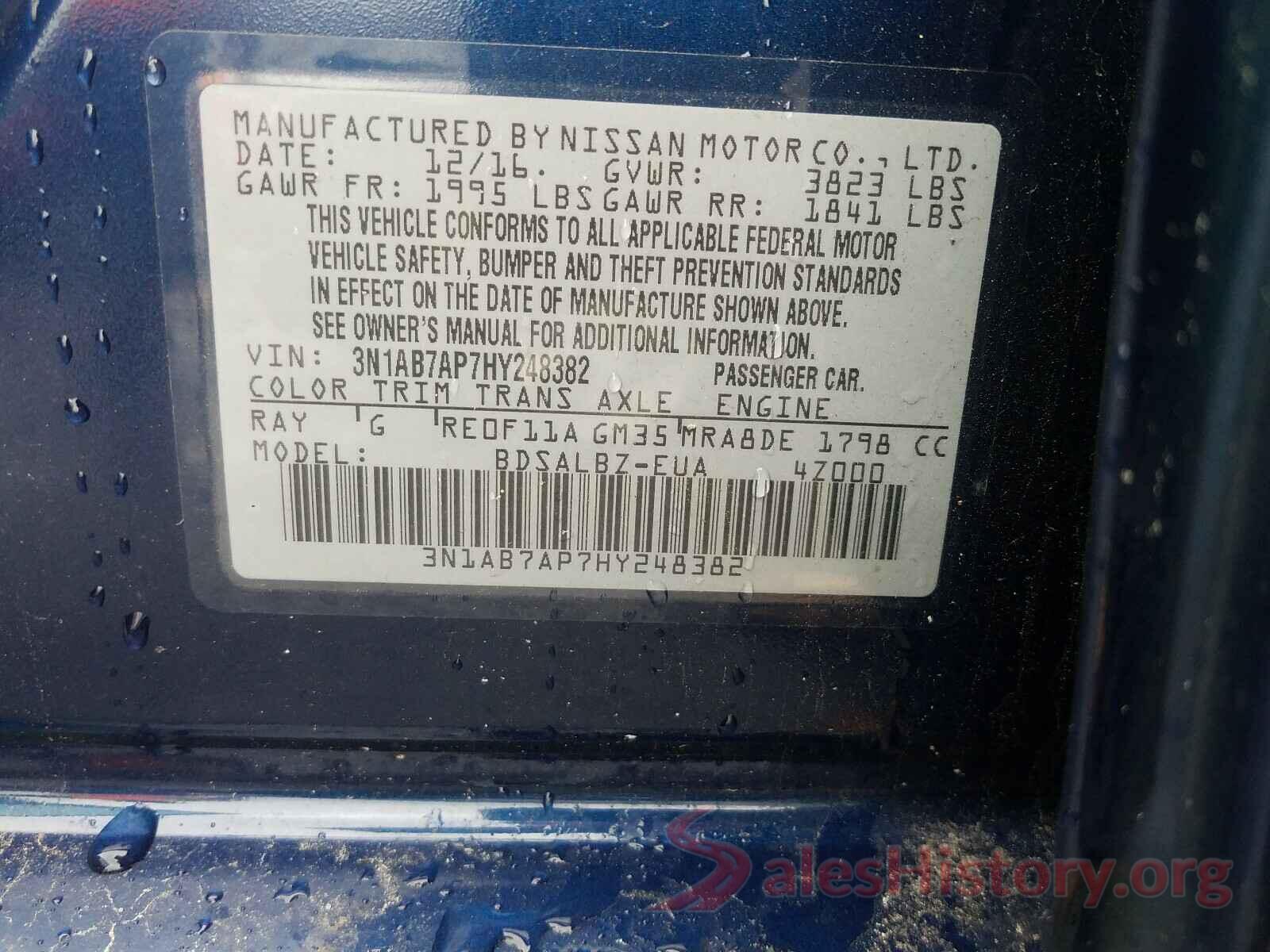 3N1AB7AP7HY248382 2017 NISSAN SENTRA