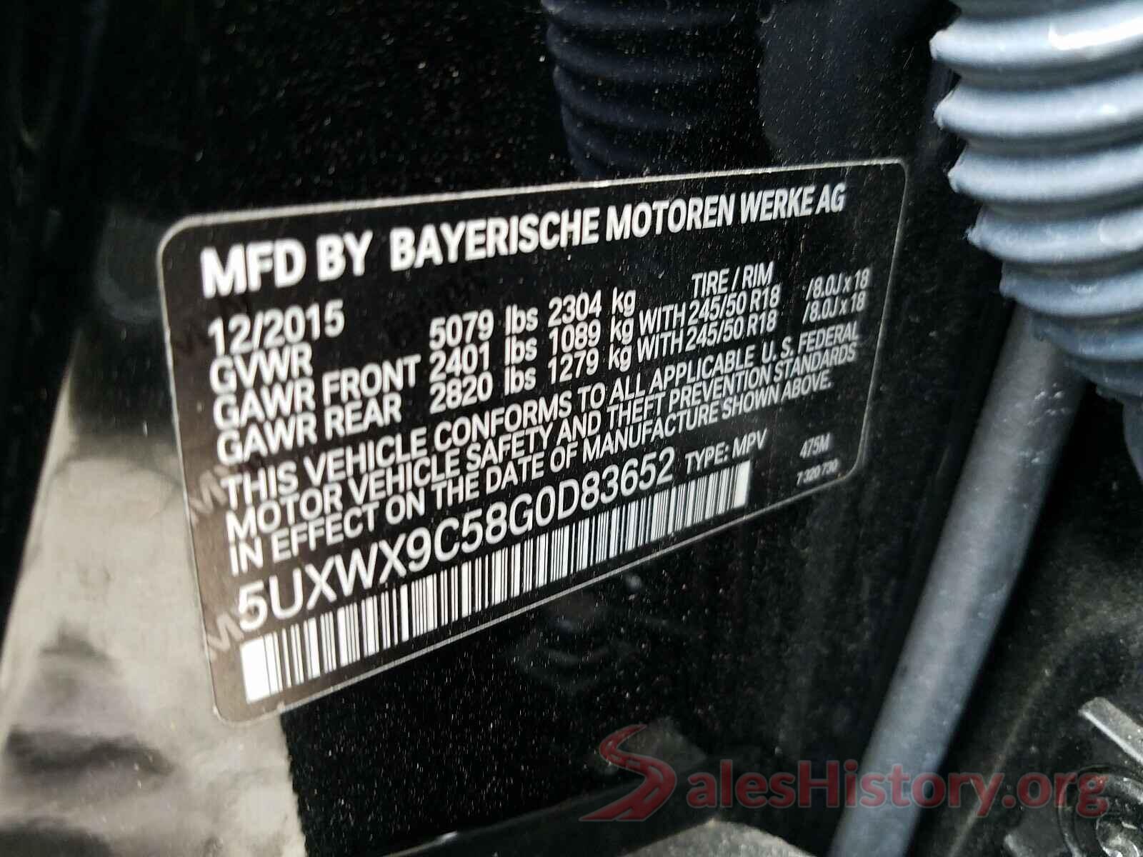 5UXWX9C58G0D83652 2016 BMW X3