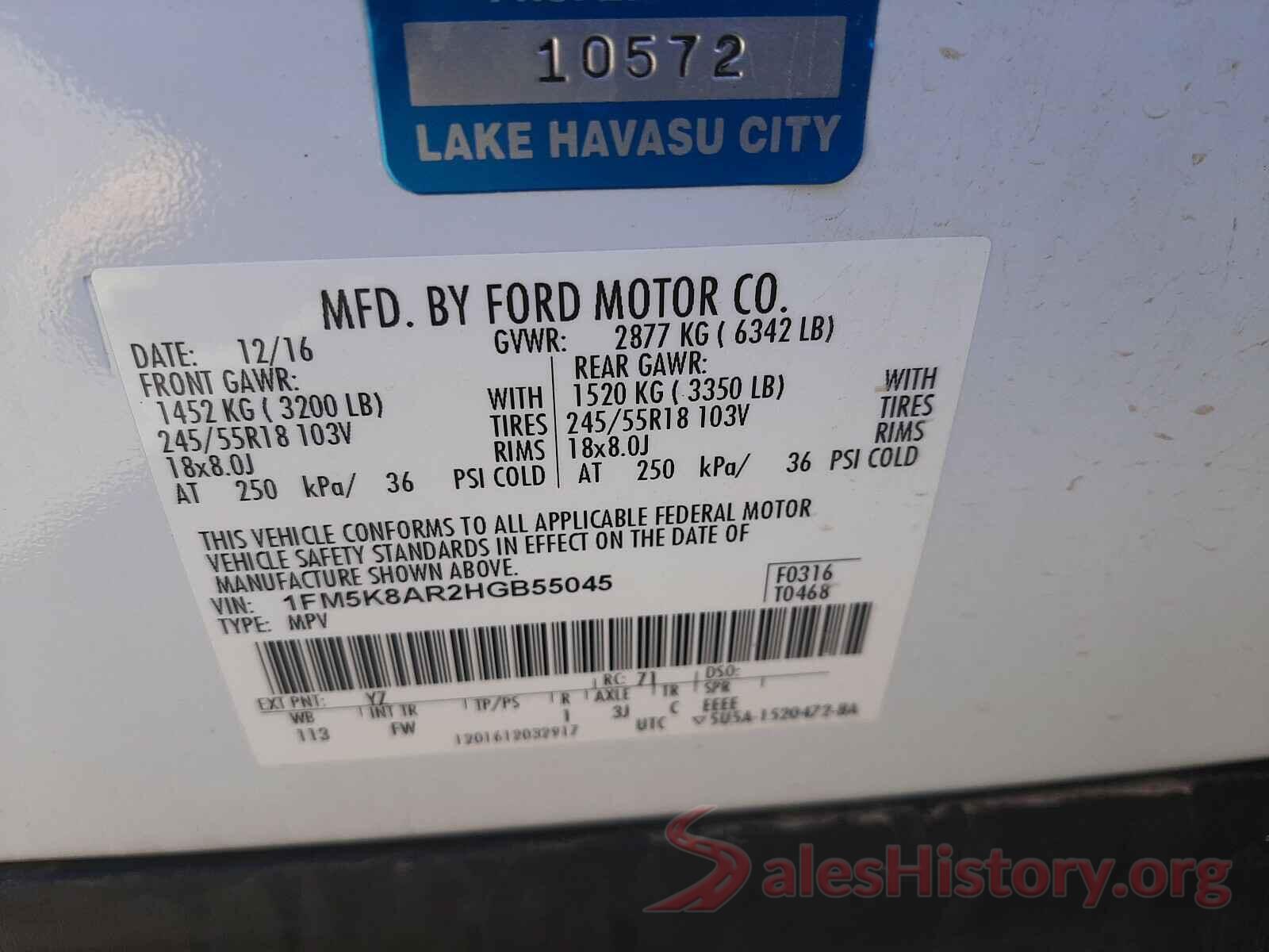 1FM5K8AR2HGB55045 2017 FORD EXPLORER