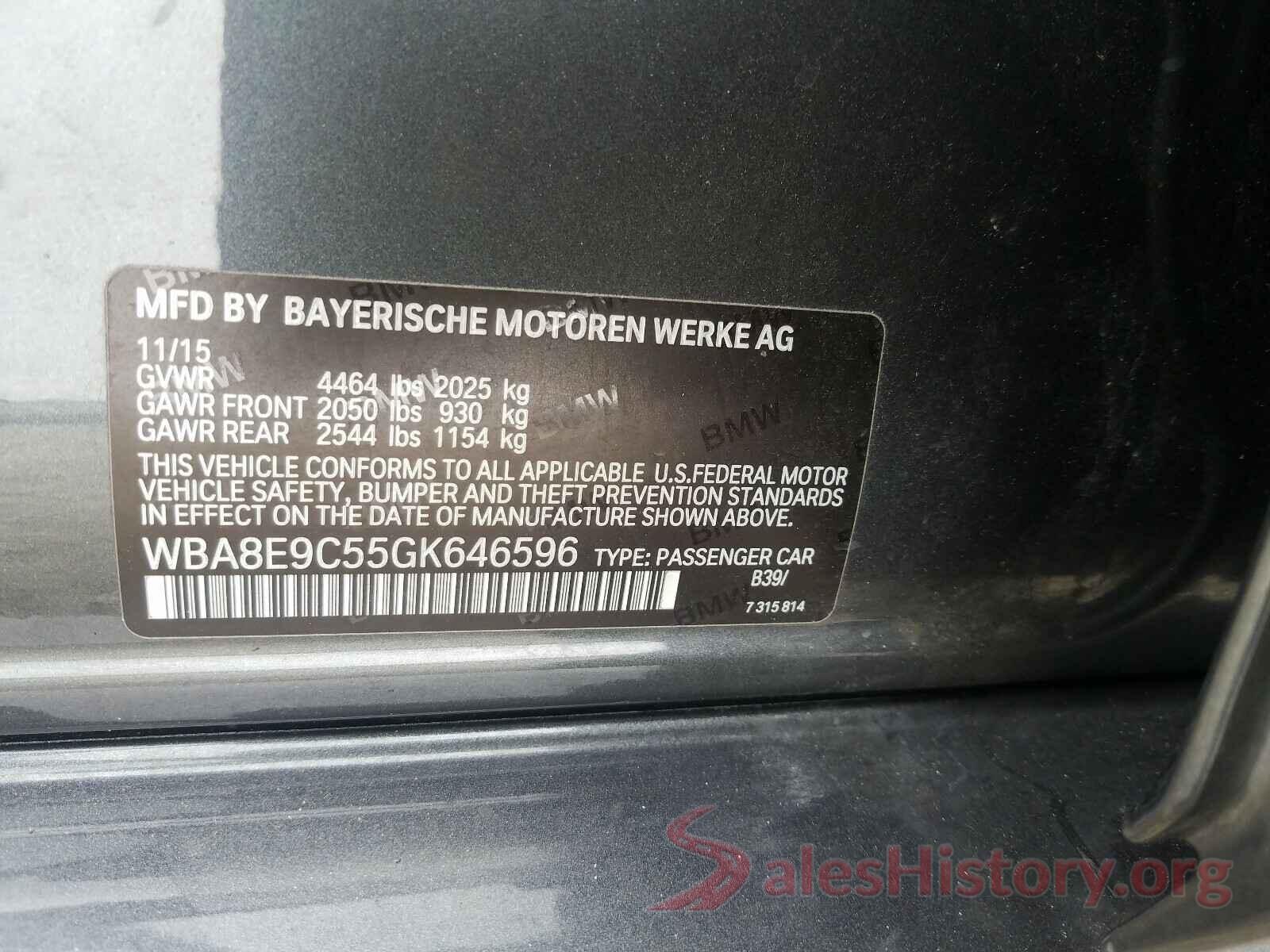 WBA8E9C55GK646596 2016 BMW 3 SERIES