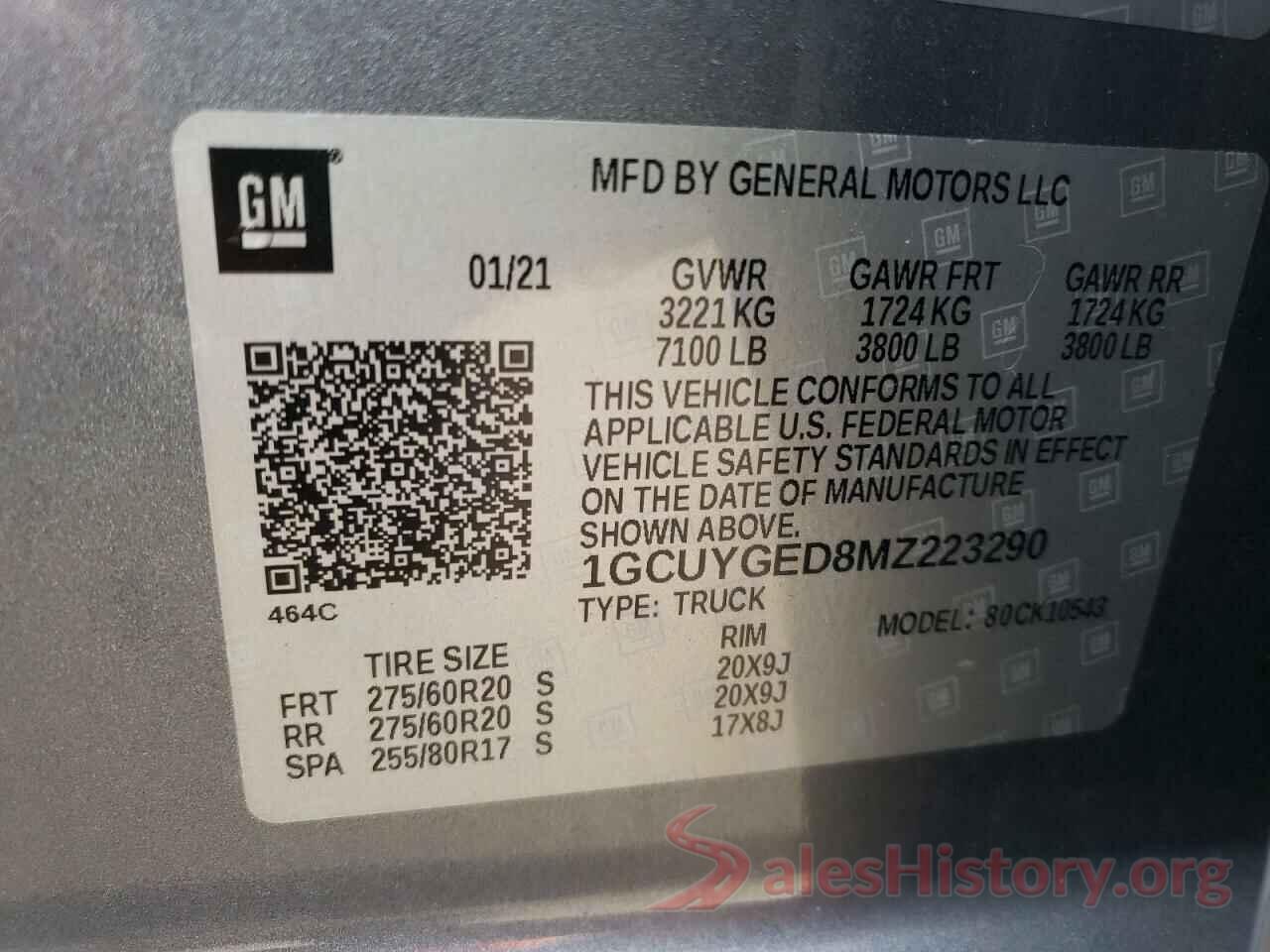 1GCUYGED8MZ223290 2021 CHEVROLET SILVERADO