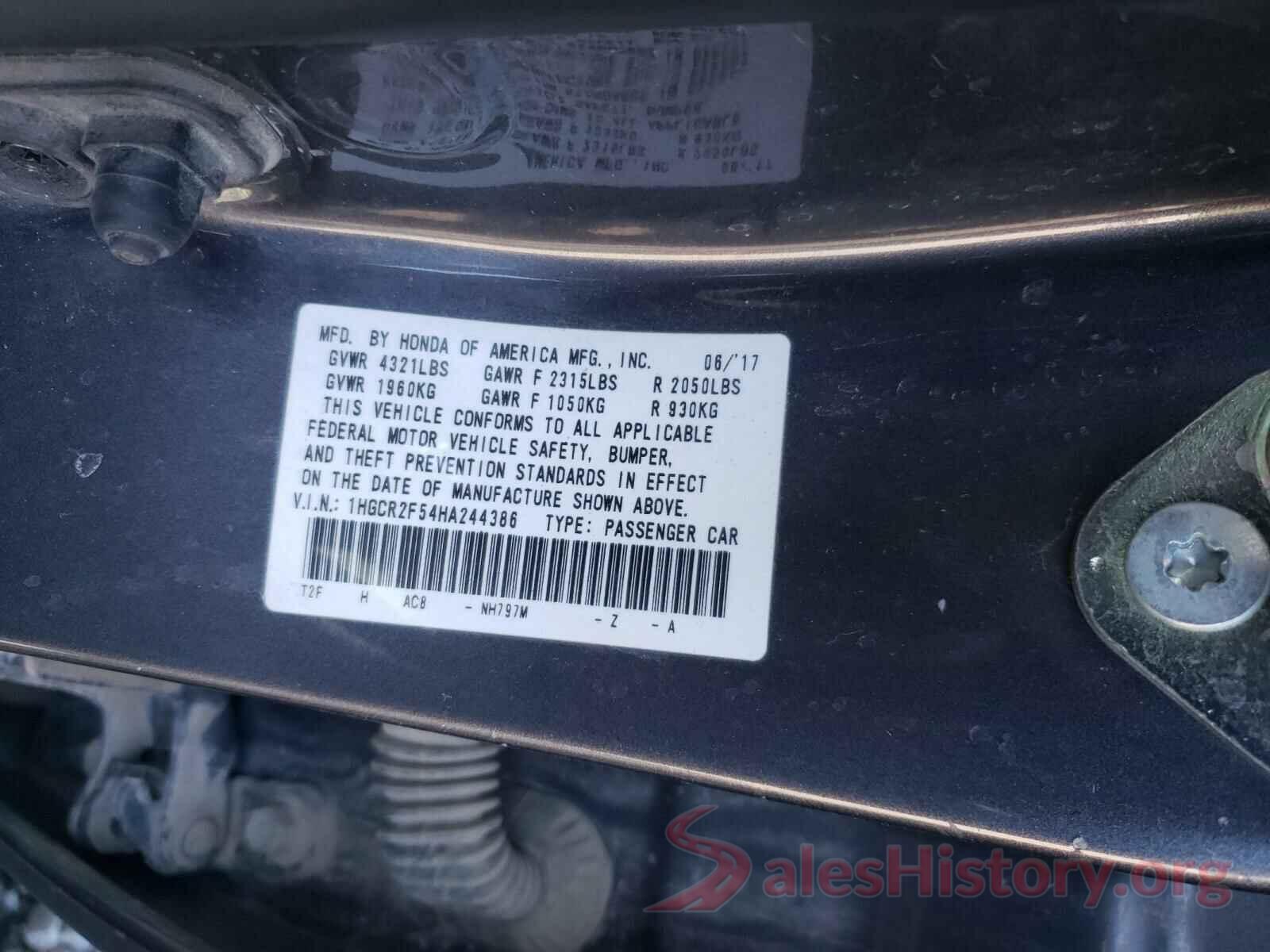 1HGCR2F54HA244386 2017 HONDA ACCORD