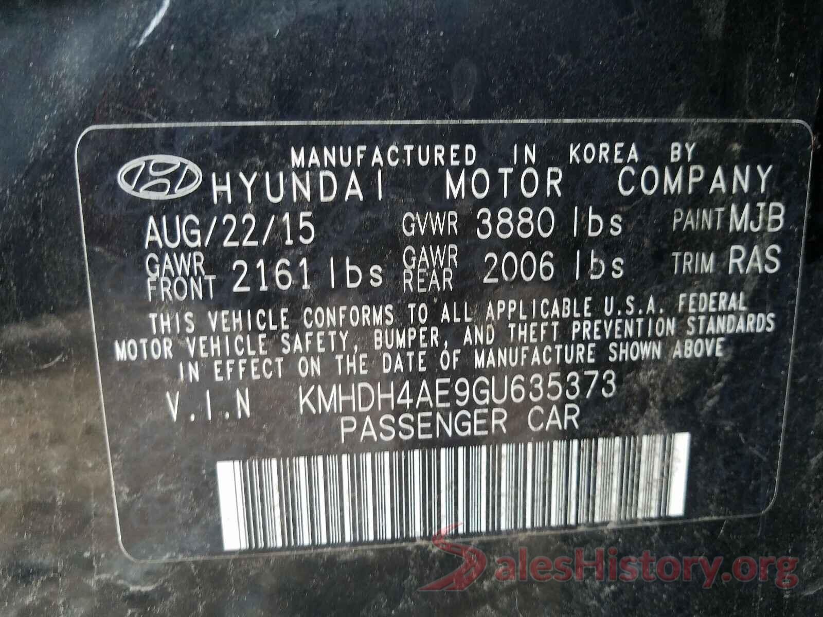 KMHDH4AE9GU635373 2016 HYUNDAI ELANTRA