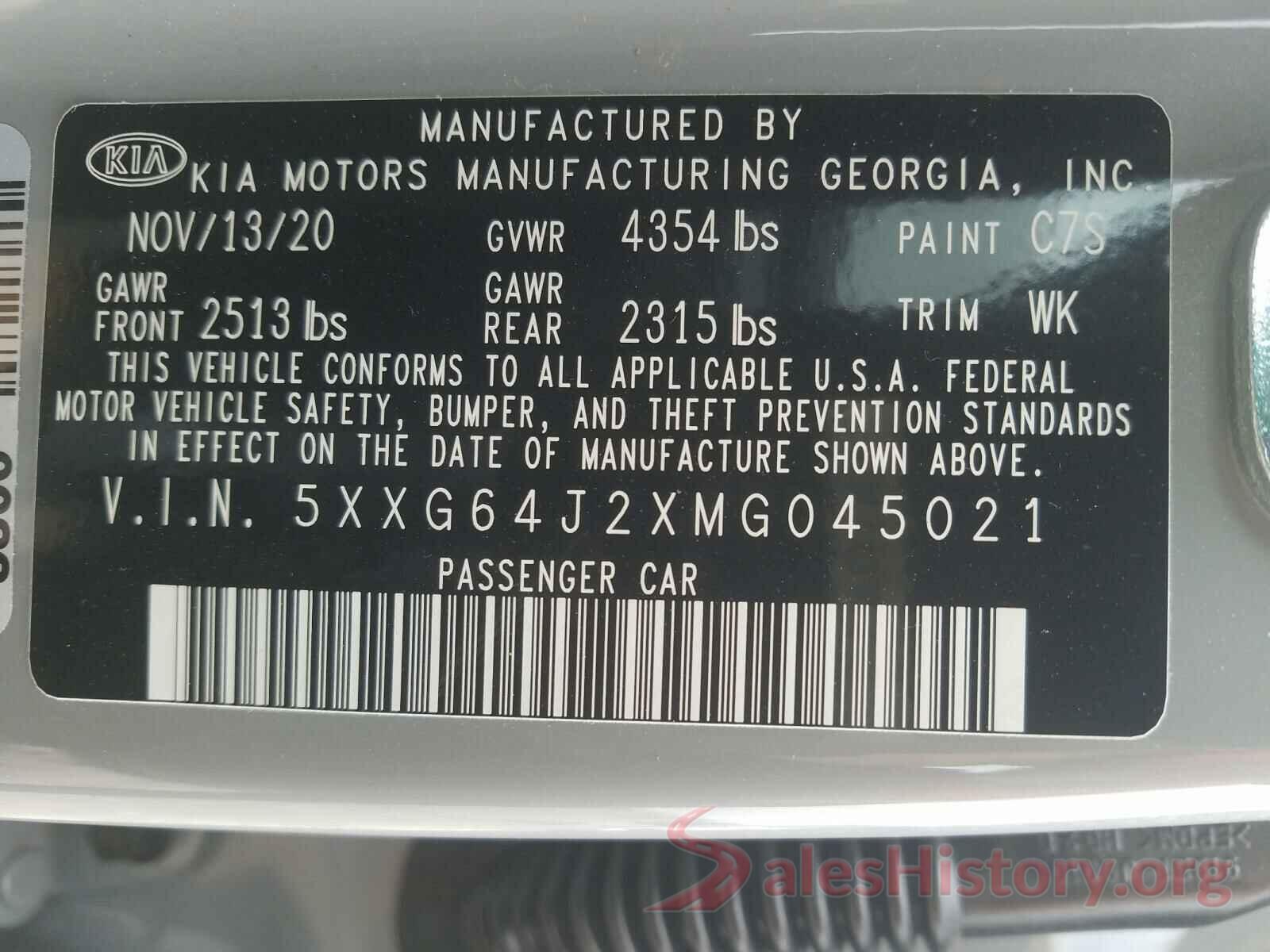 5XXG64J2XMG045021 2021 KIA K5