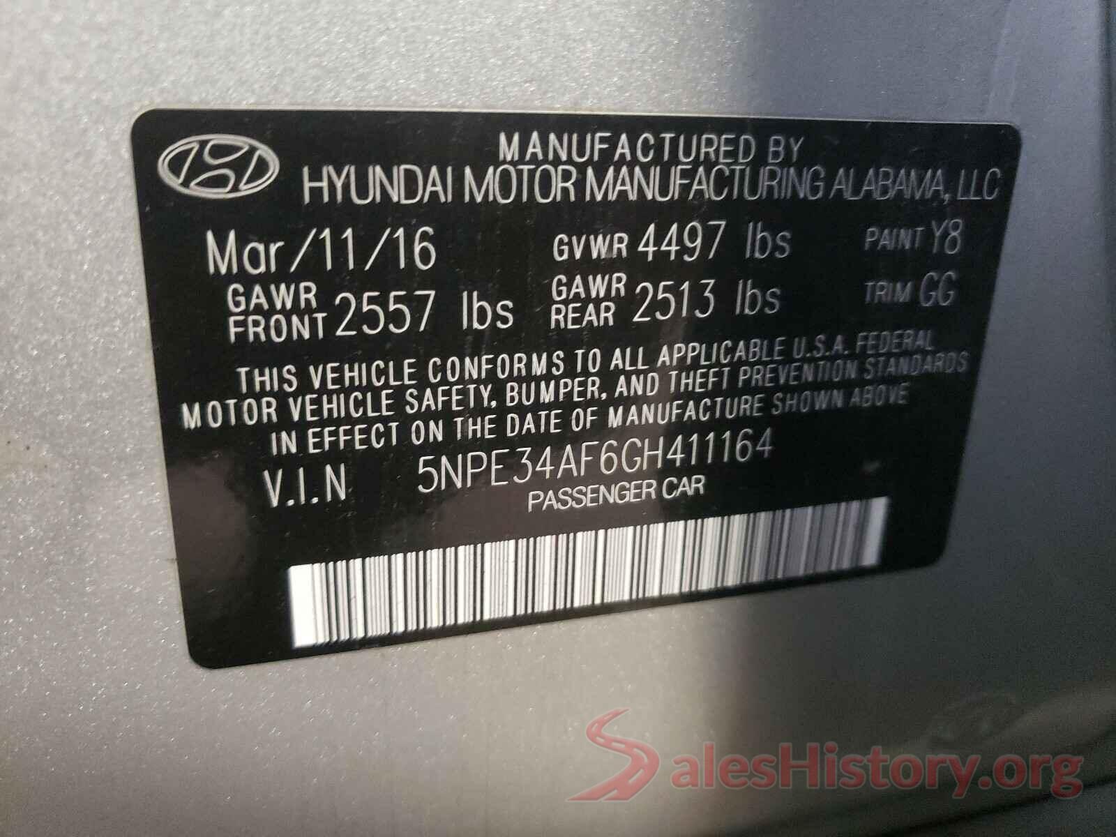 5NPE34AF6GH411164 2016 HYUNDAI SONATA