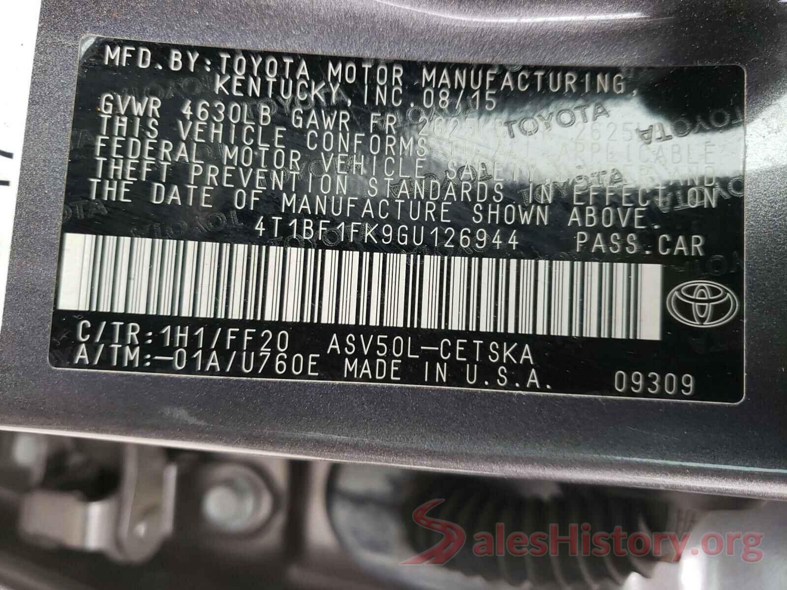 4T1BF1FK9GU126944 2016 TOYOTA CAMRY