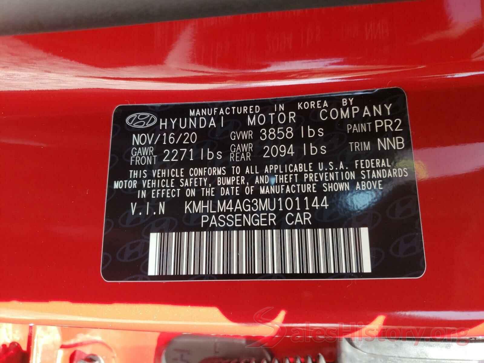 KMHLM4AG3MU101144 2021 HYUNDAI ELANTRA