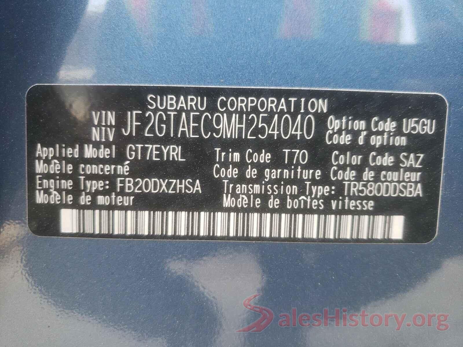 JF2GTAEC9MH254040 2021 SUBARU CROSSTREK