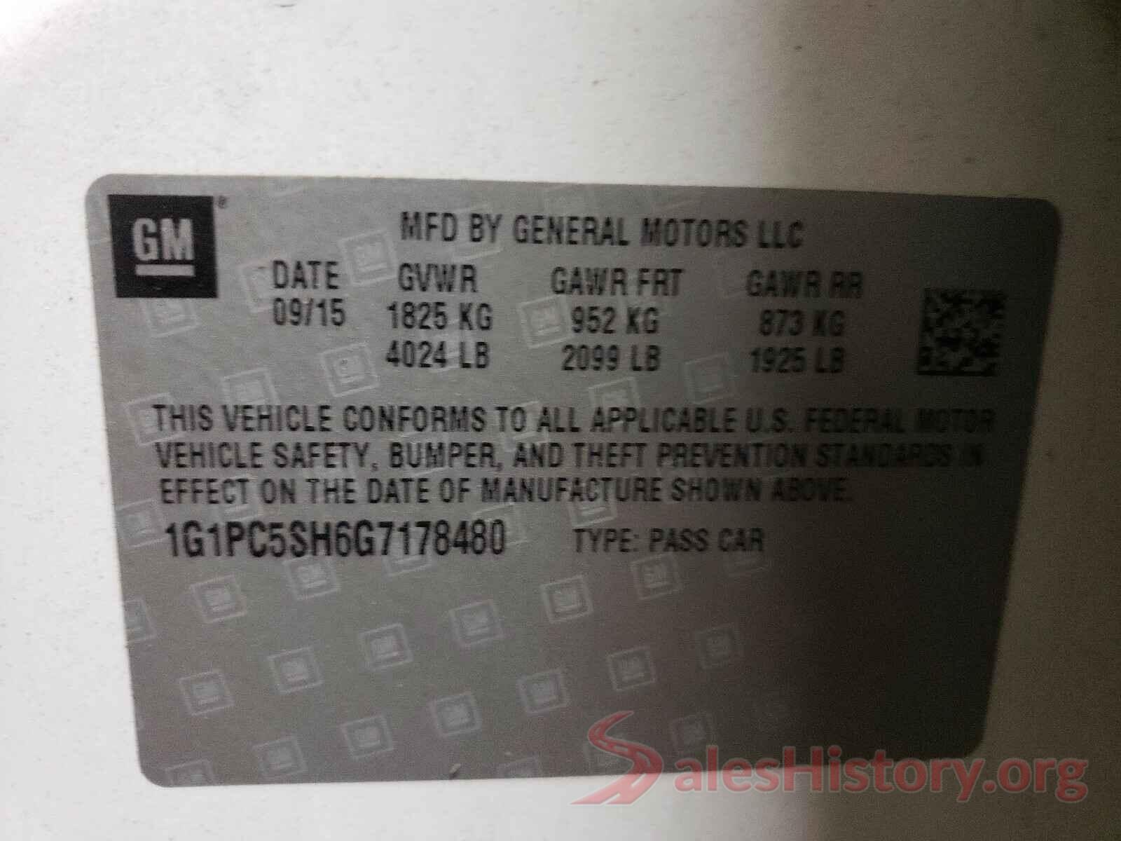 1G1PC5SH6G7178480 2016 CHEVROLET CRUZE