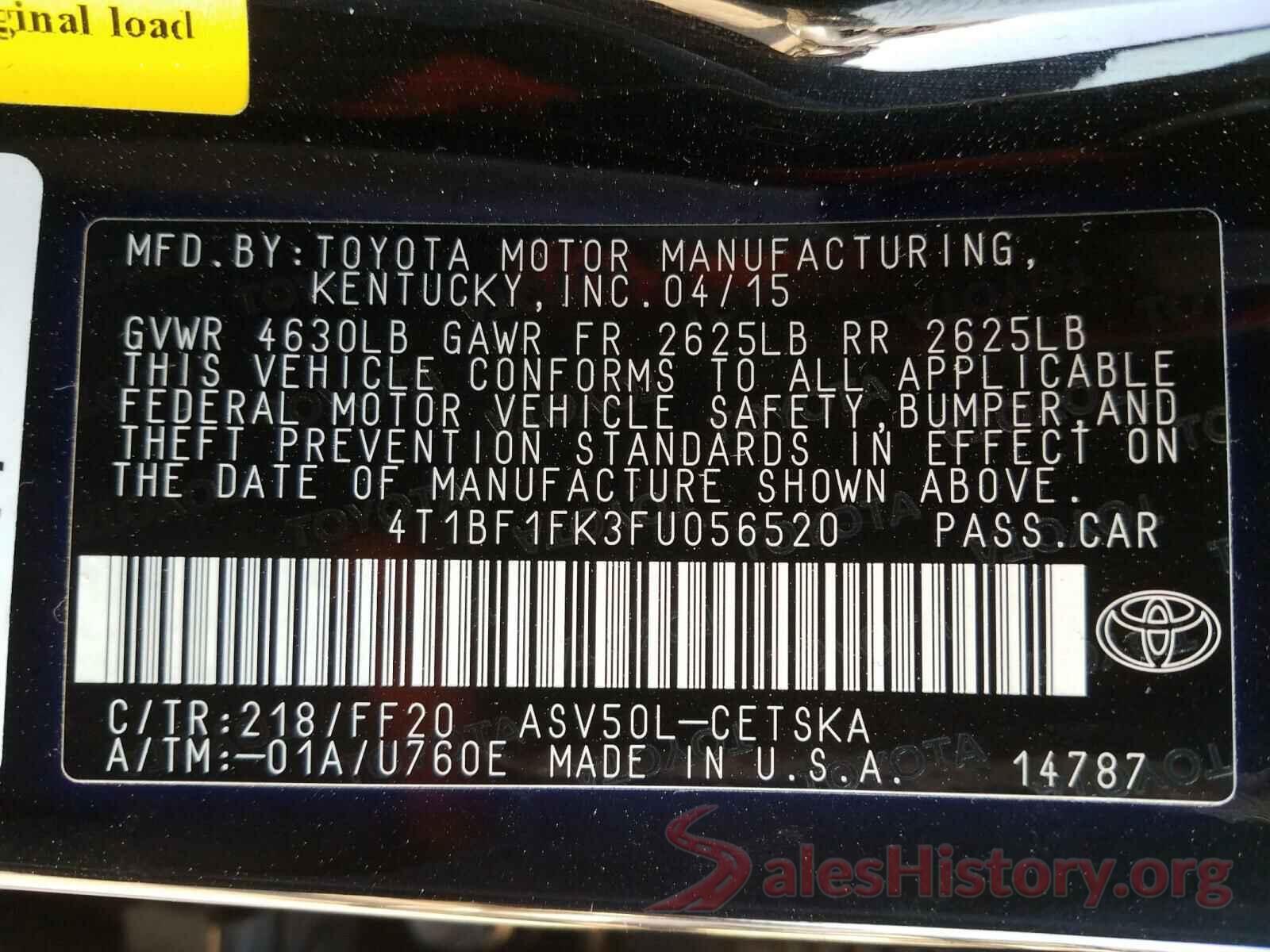 4T1BF1FK3FU056520 2015 TOYOTA CAMRY