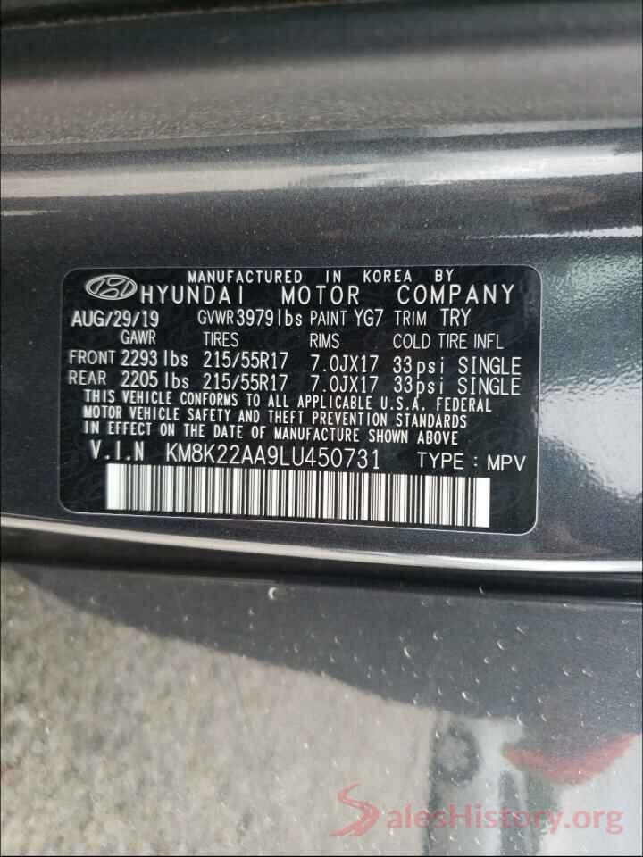 KM8K22AA9LU450731 2020 HYUNDAI KONA