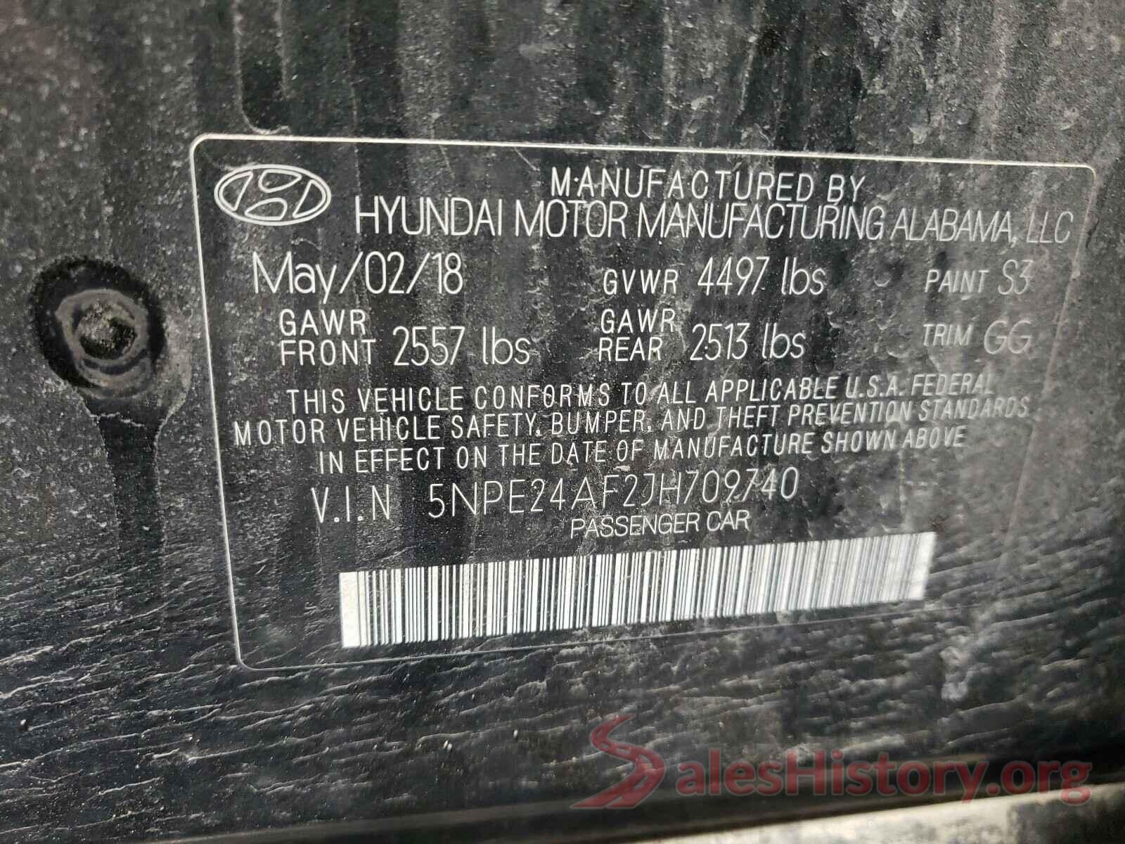 5NPE24AF2JH709740 2018 HYUNDAI SONATA