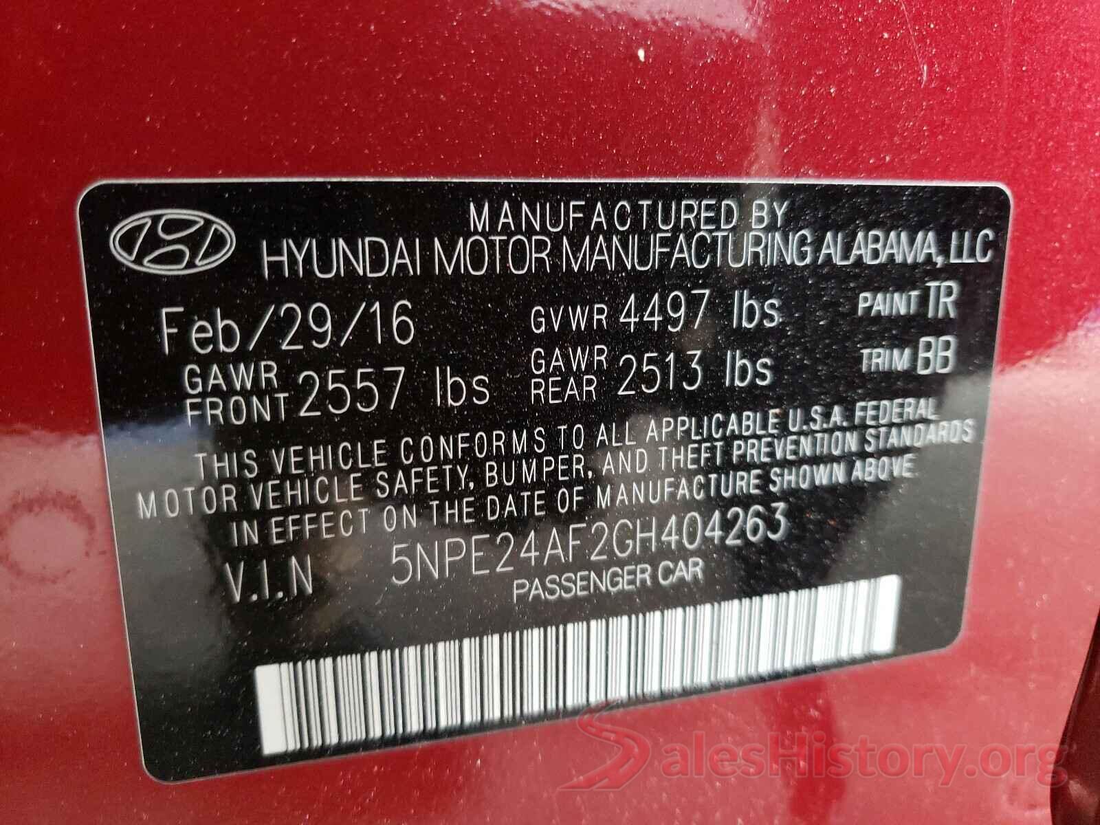 5NPE24AF2GH404263 2016 HYUNDAI SONATA