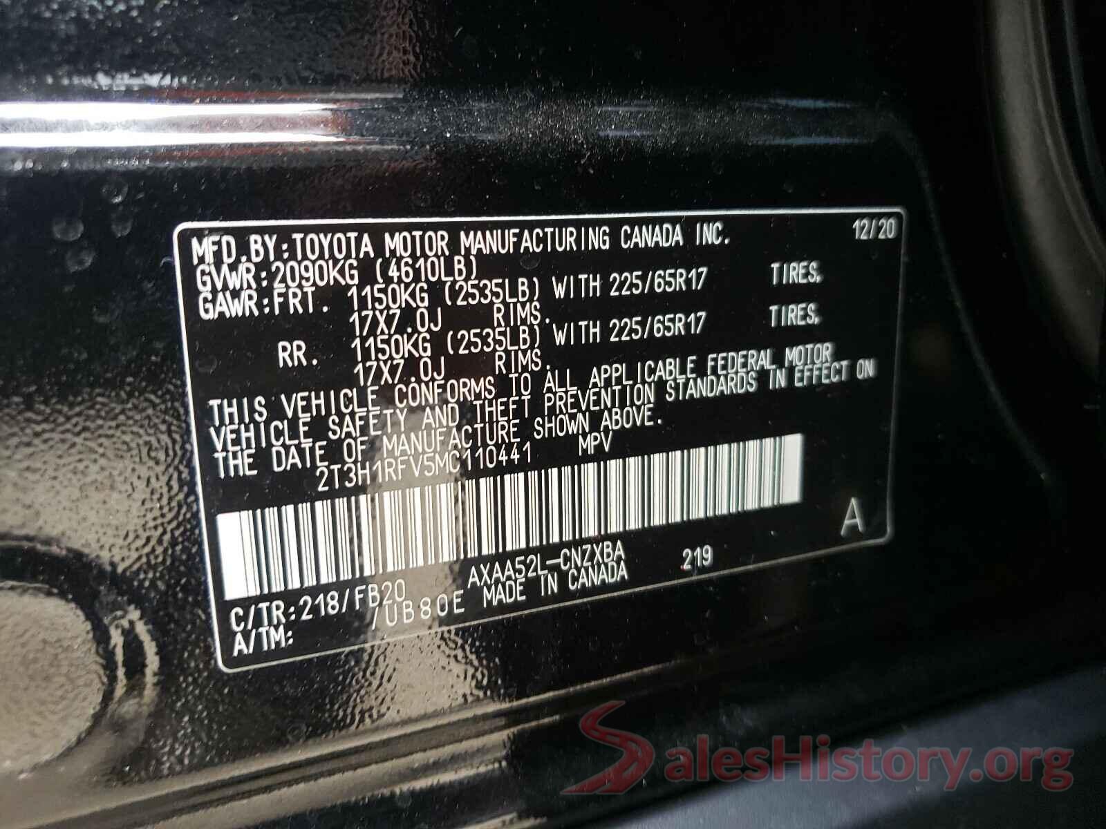 2T3H1RFV5MC110441 2021 TOYOTA RAV4