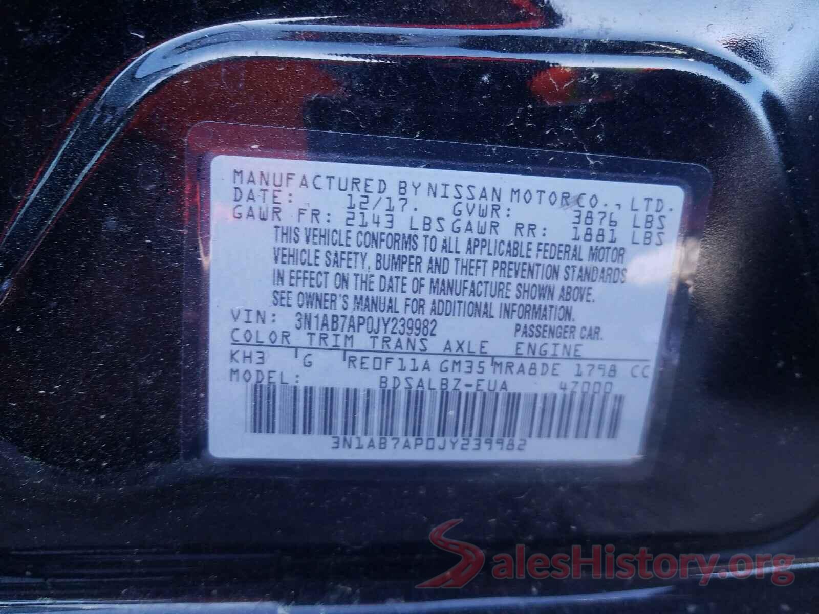 3N1AB7AP0JY239982 2018 NISSAN SENTRA