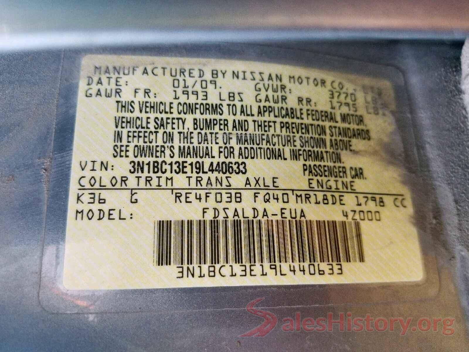 3N1BC13E19L440633 2009 NISSAN VERSA