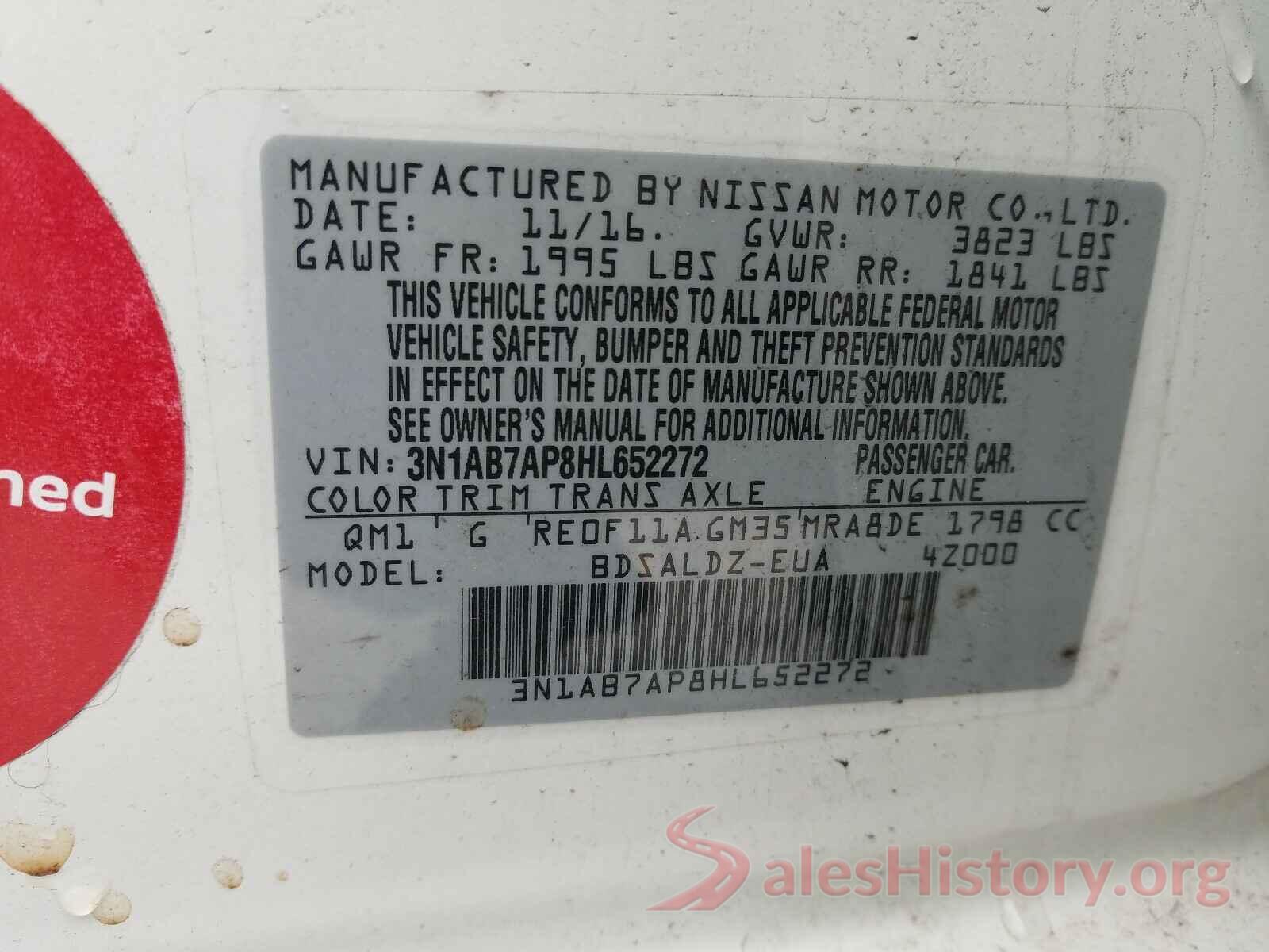 3N1AB7AP8HL652272 2017 NISSAN SENTRA