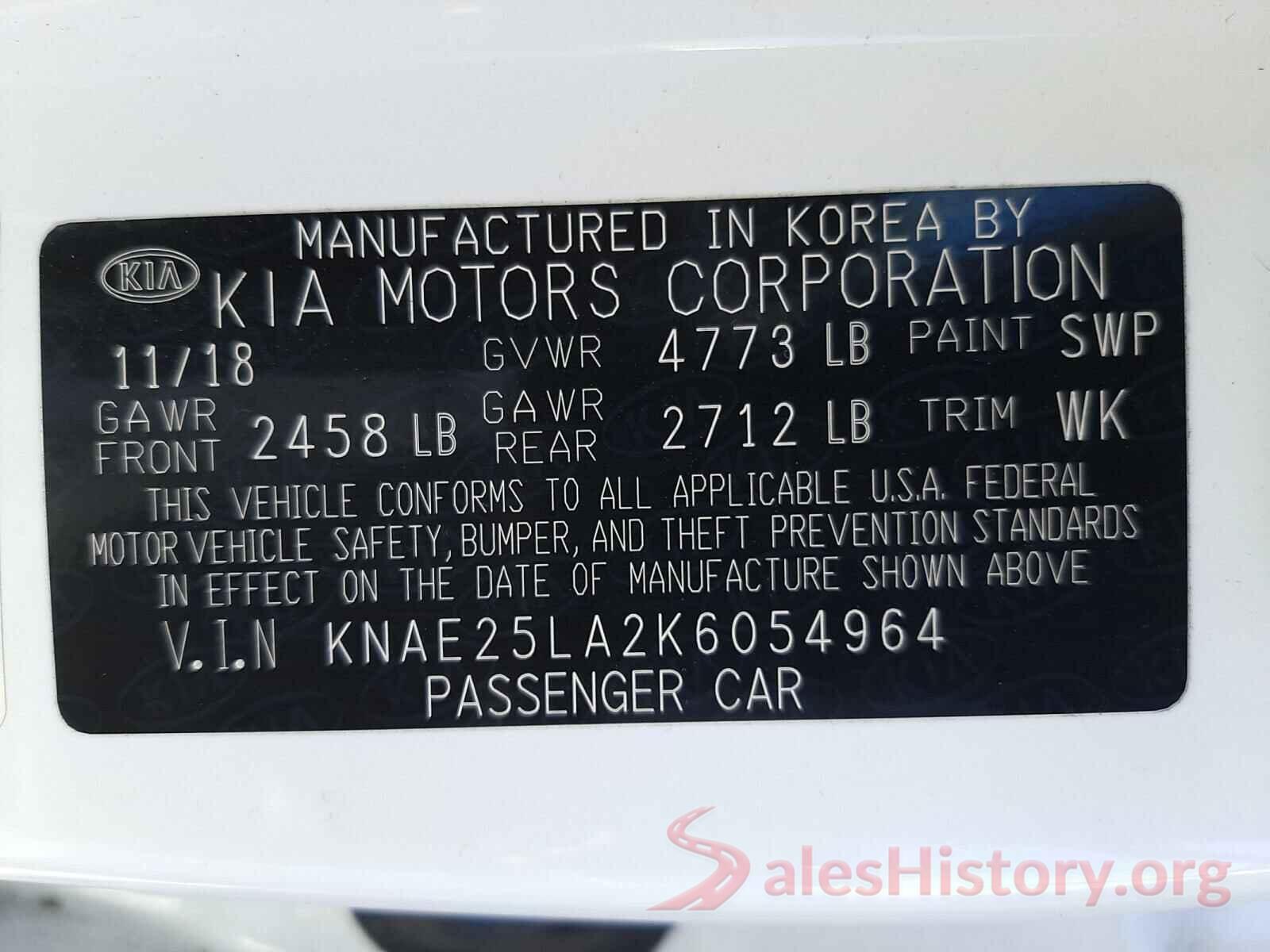 KNAE25LA2K6054964 2019 KIA STINGER