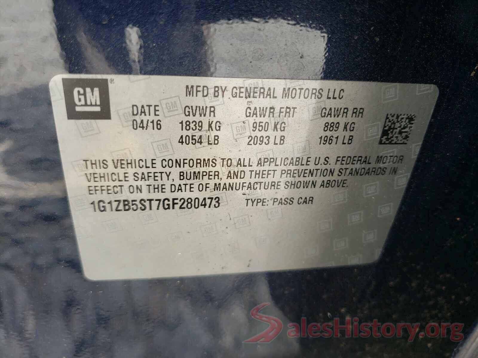 1G1ZB5ST7GF280473 2016 CHEVROLET MALIBU