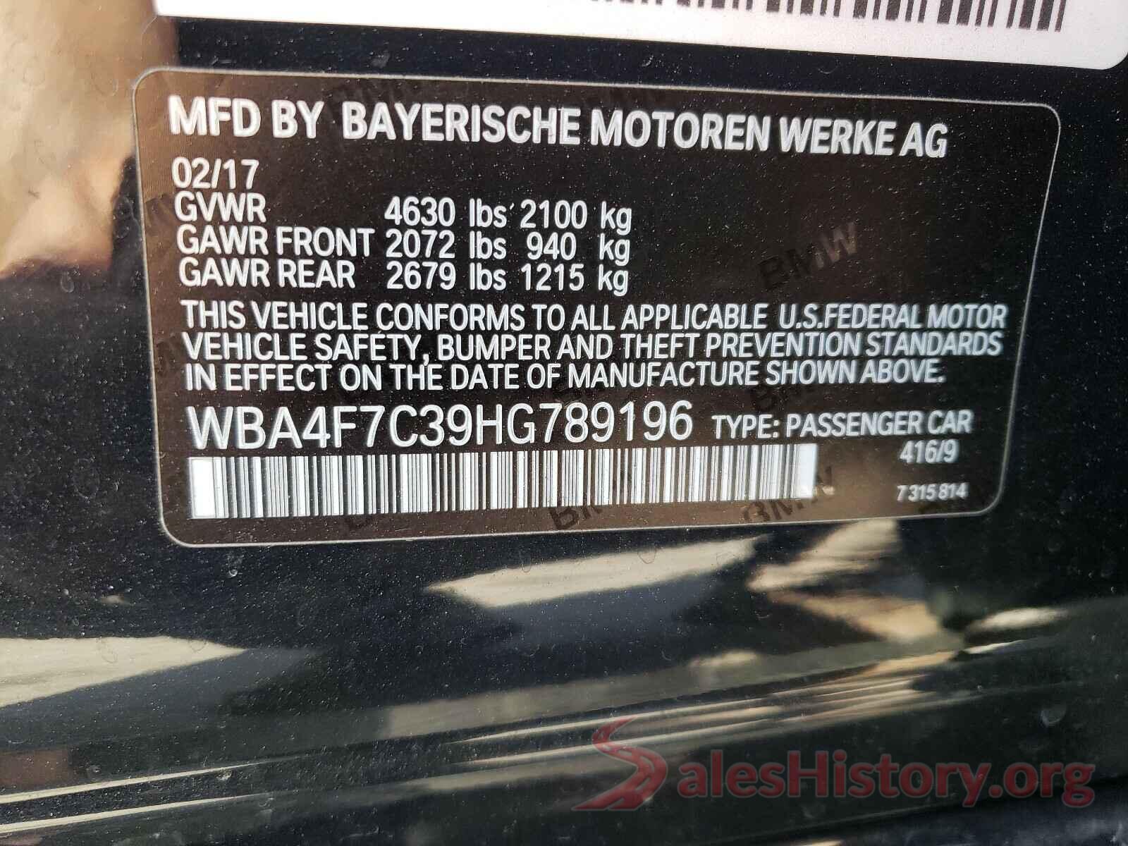 WBA4F7C39HG789196 2017 BMW 4 SERIES