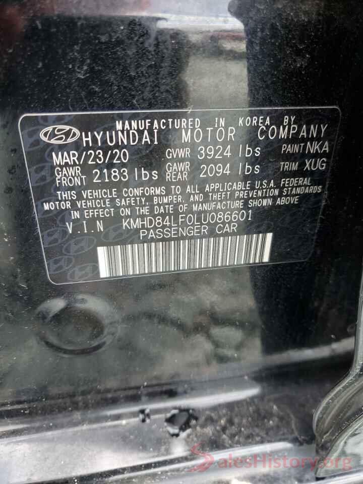 KMHD84LF0LU086601 2020 HYUNDAI ELANTRA