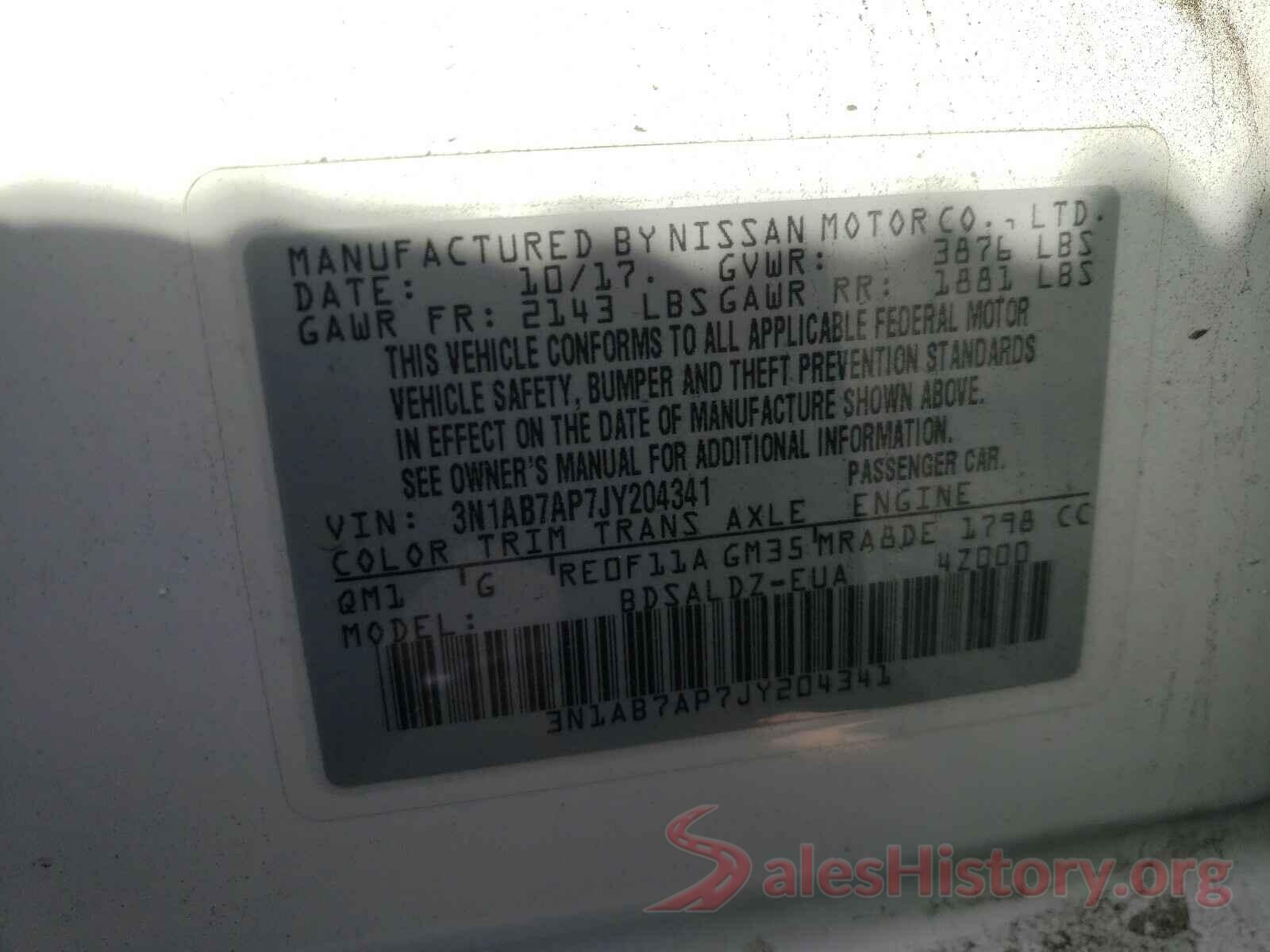 3N1AB7AP7JY204341 2018 NISSAN SENTRA