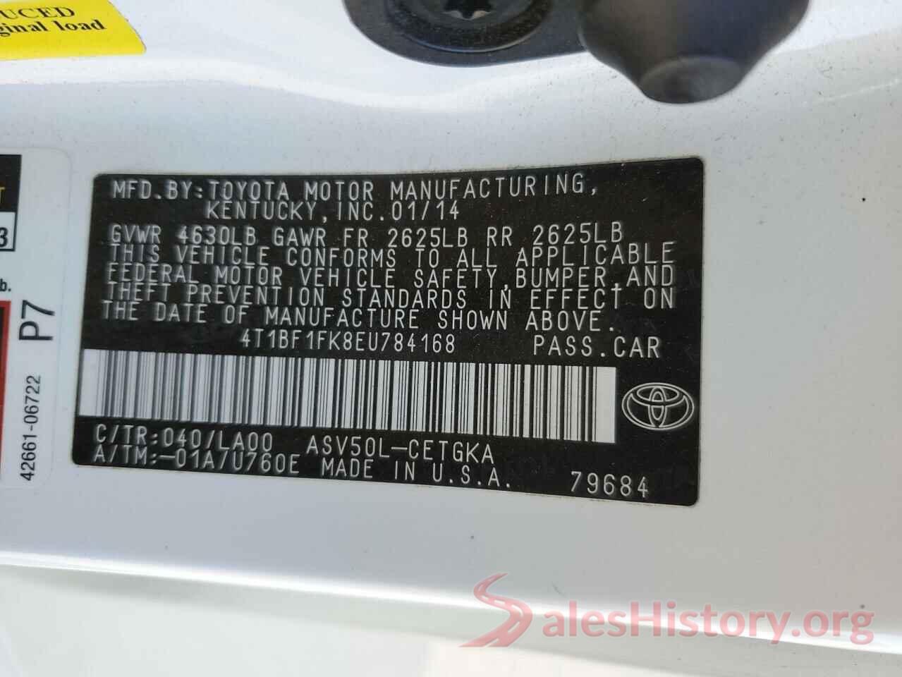 4T1BF1FK8EU784168 2014 TOYOTA CAMRY