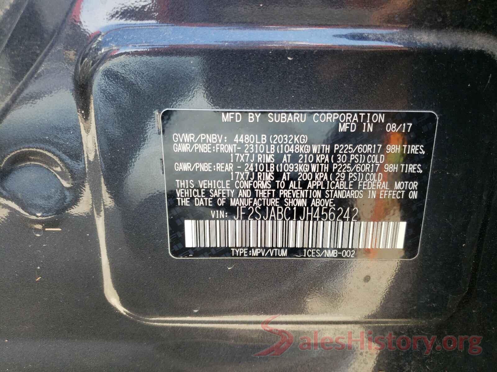 JF2SJABC1JH456242 2018 SUBARU FORESTER