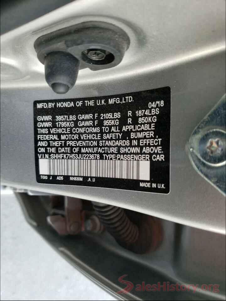 SHHFK7H53JU223678 2018 HONDA CIVIC