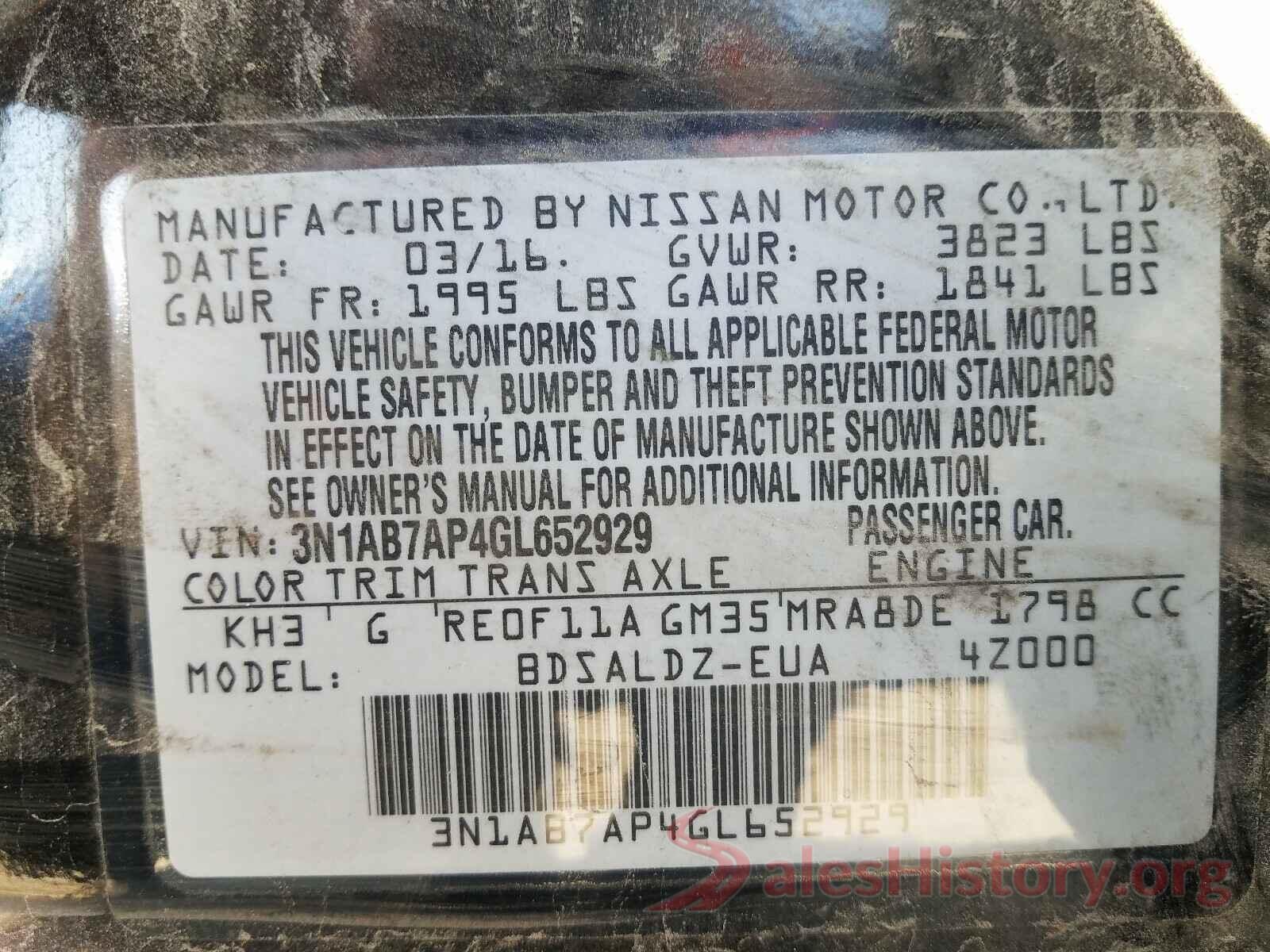 3N1AB7AP4GL652929 2016 NISSAN SENTRA