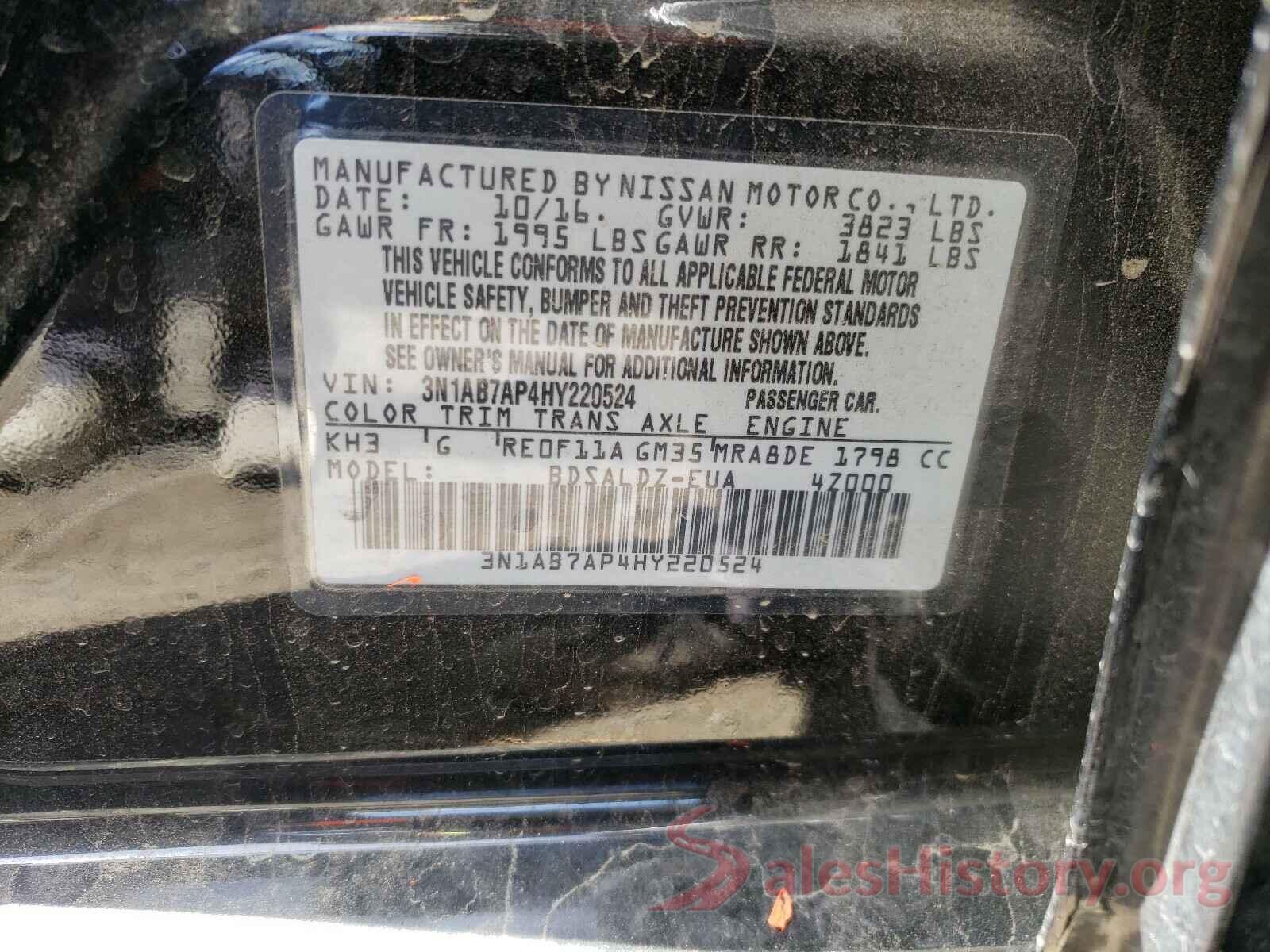 3N1AB7AP4HY220524 2017 NISSAN SENTRA